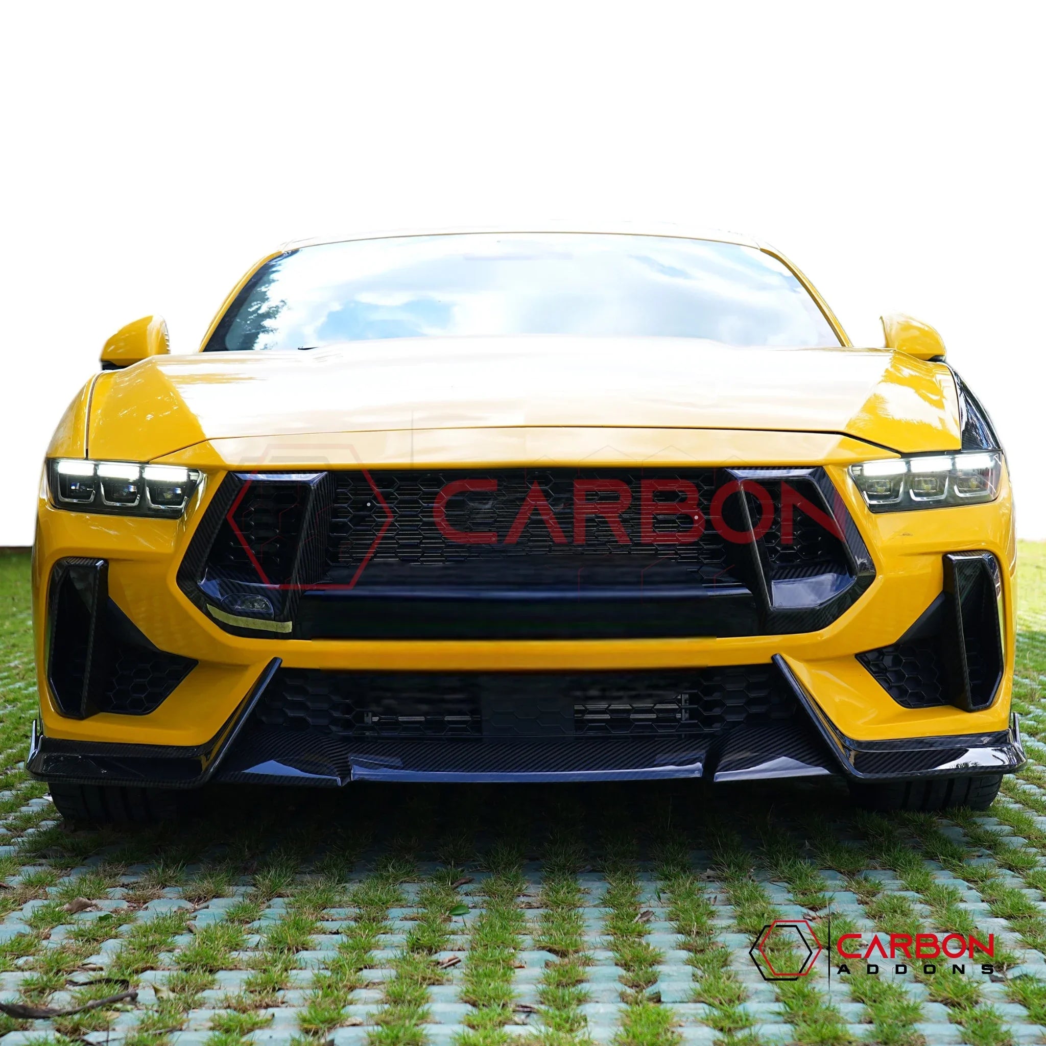 Real Carbon Fiber Front Lip Splitter for 2024+ Ford Mustang GT (3-Piece Set)
