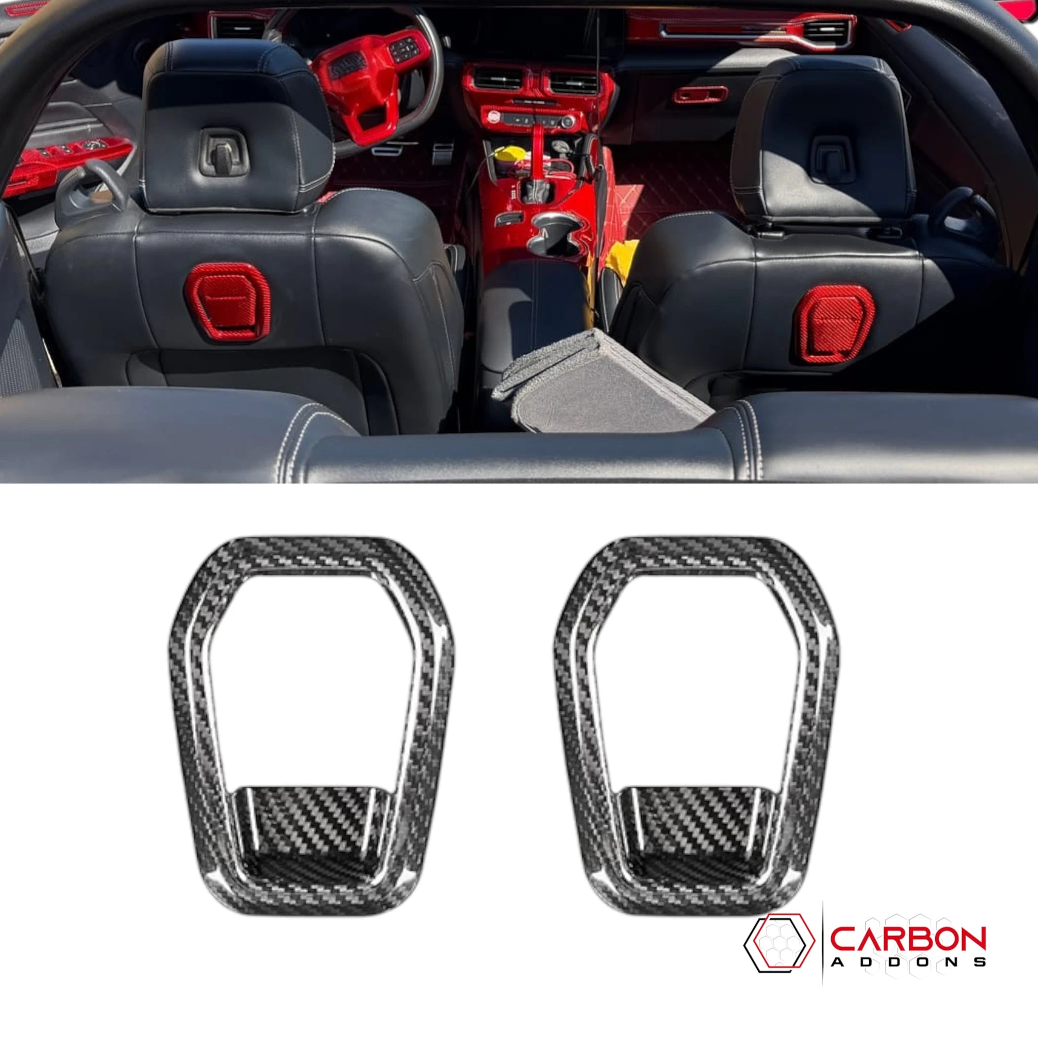 Real Carbon Fiber Seat Release Handle Trim Covers for 2024+ Ford Mustang