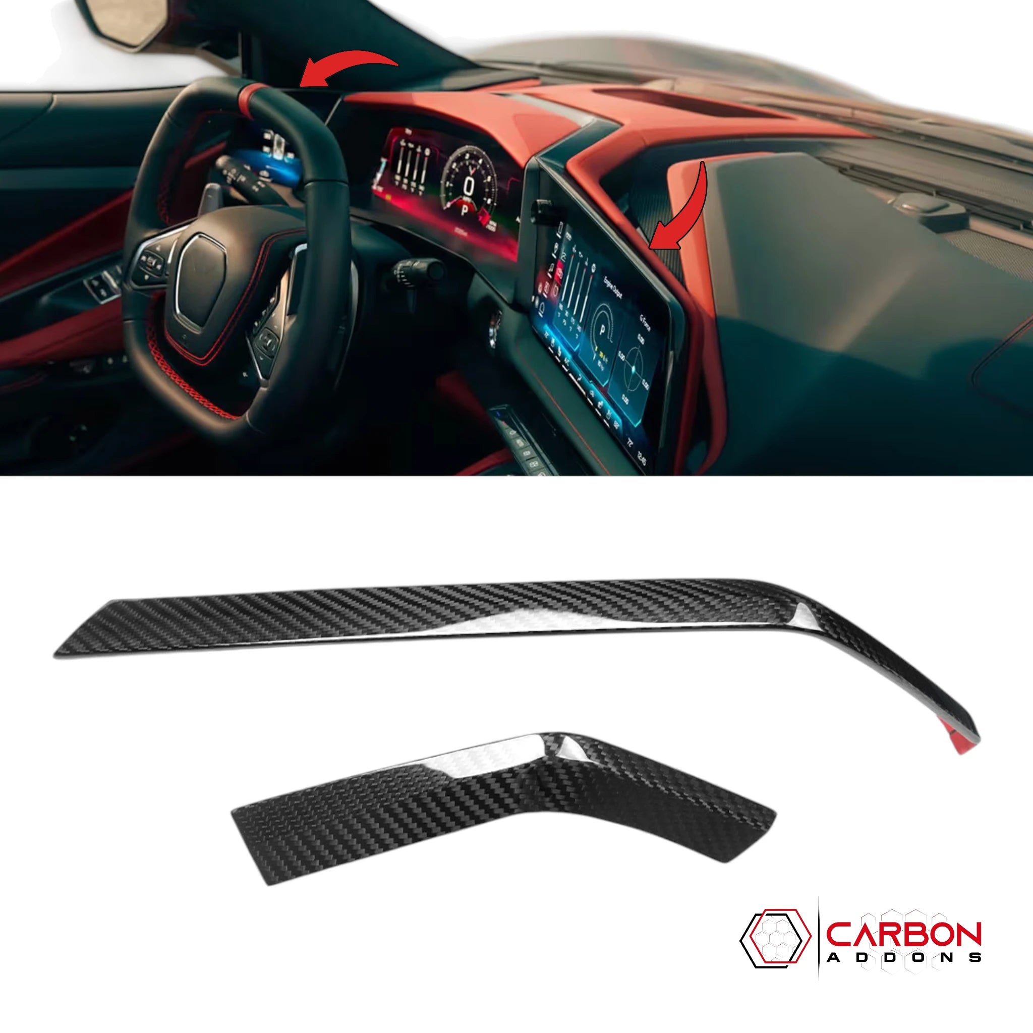 2026+ Corvette C8 Dash Display Screen Upper Trim Real Carbon Fiber Cover