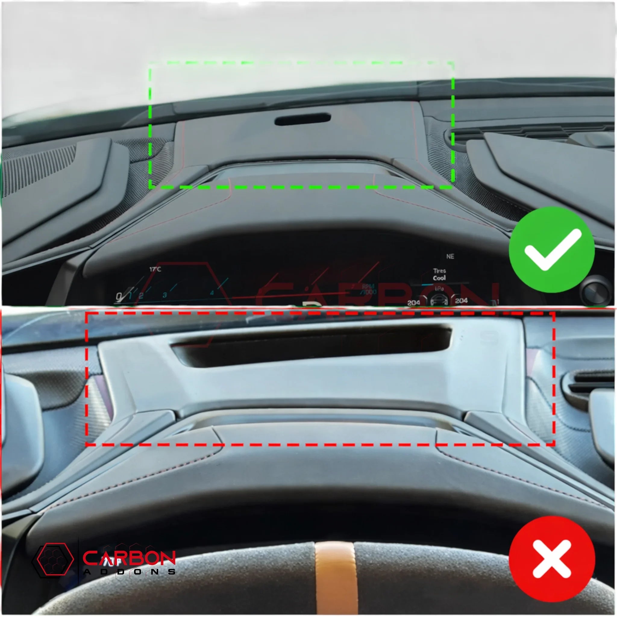 2026+ C8 Corvette Carbon Fiber HUD Cover – Upper Dash (1LT)