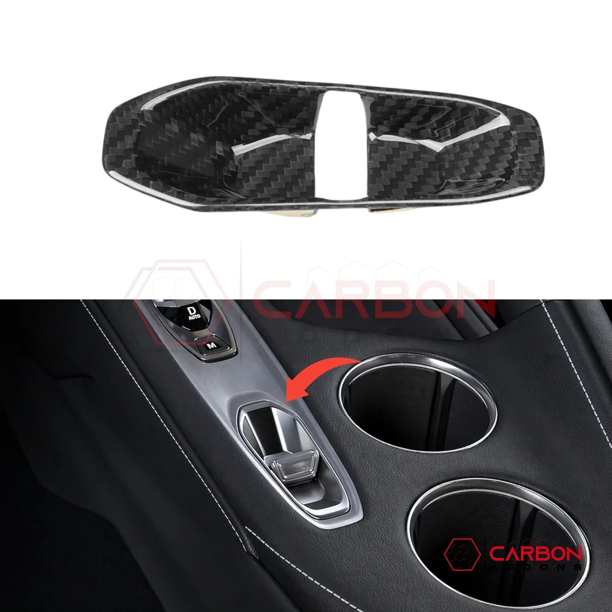 2026+ C8 Corvette Gear Selector Inner Frame Real Carbon Fiber Trim Cover