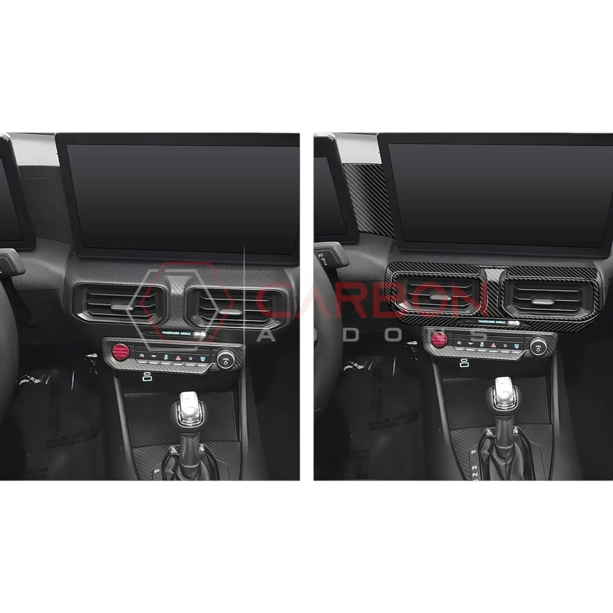 Real Carbon Fiber Center Dashboard A/C Vent Trim Overlays for 2024+ Ford Mustang