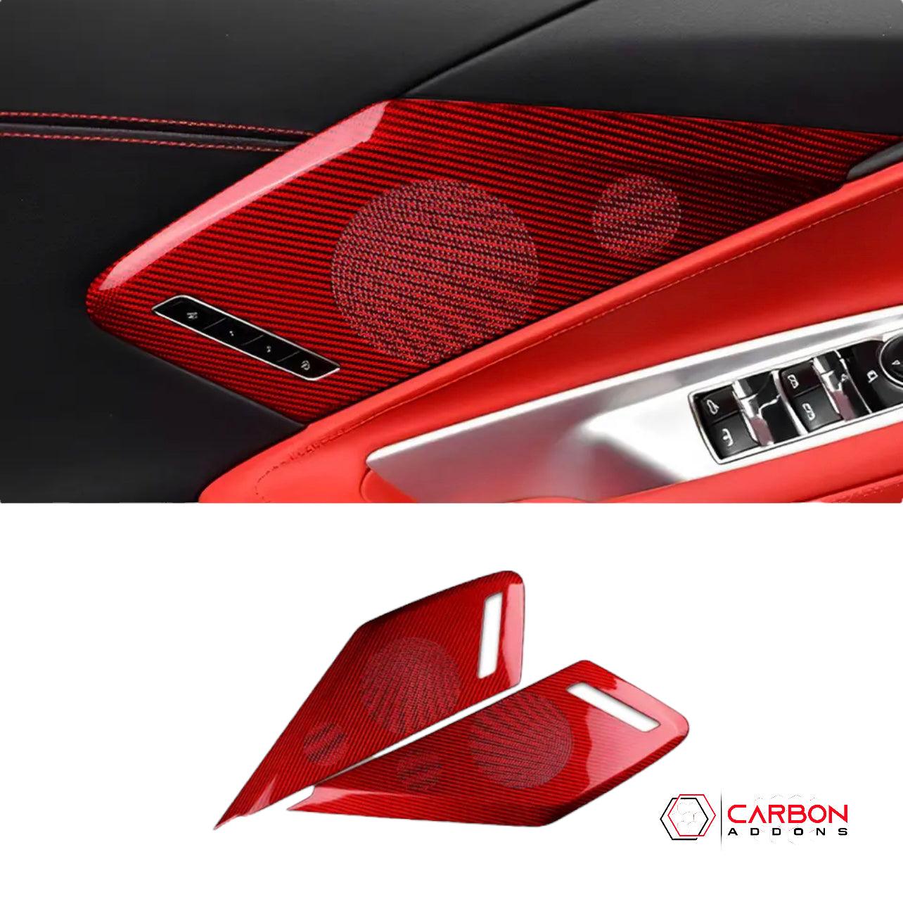 [2pcs] C8 Corvette Carbon Fiber Door Speaker Trim Cover - carbonaddons Carbon Fiber Parts, Accessories, Upgrades, Mods