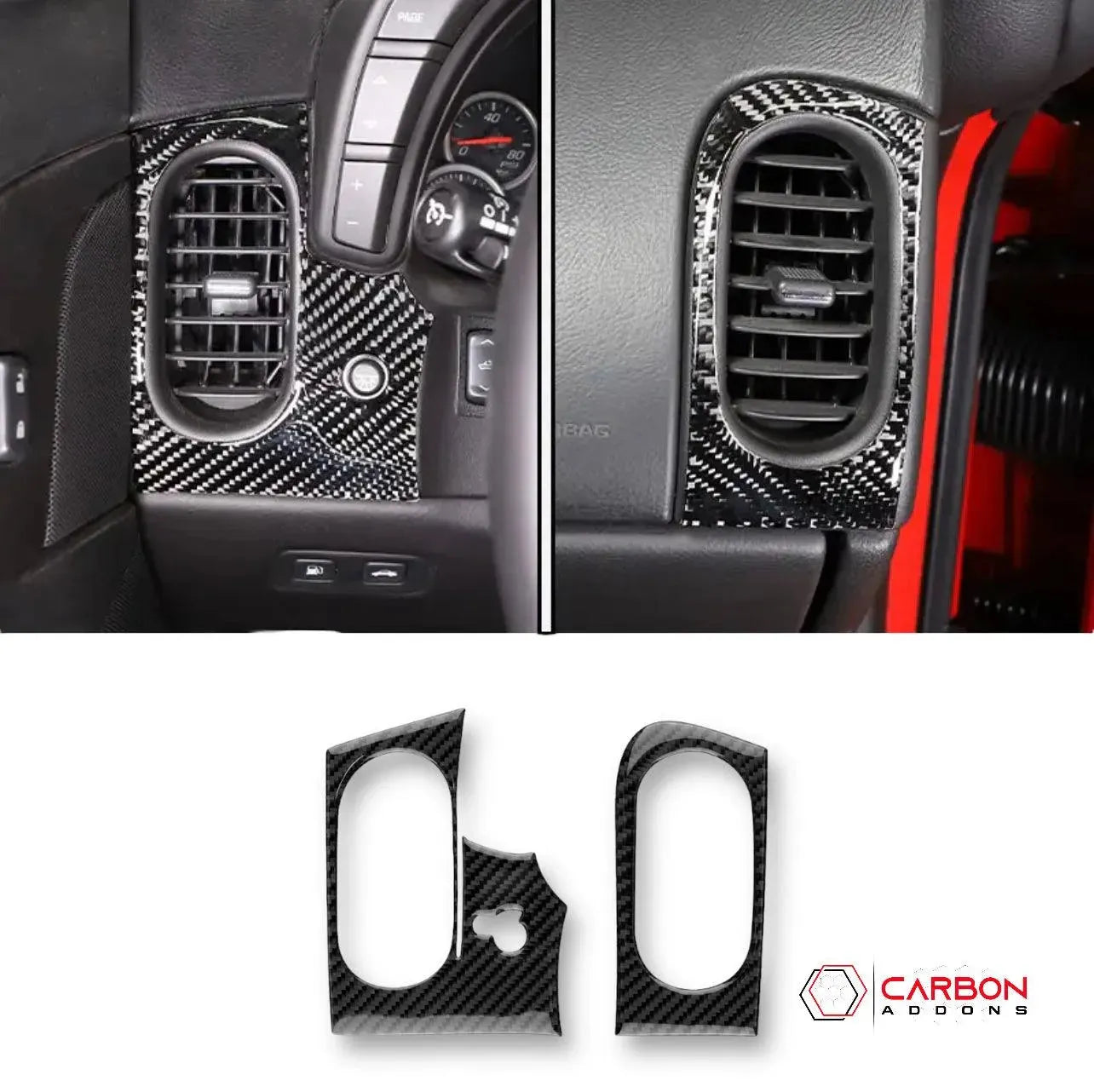 [2pcs] Real Carbon Fiber AC vents & Headlight Control Trim Overlay C6