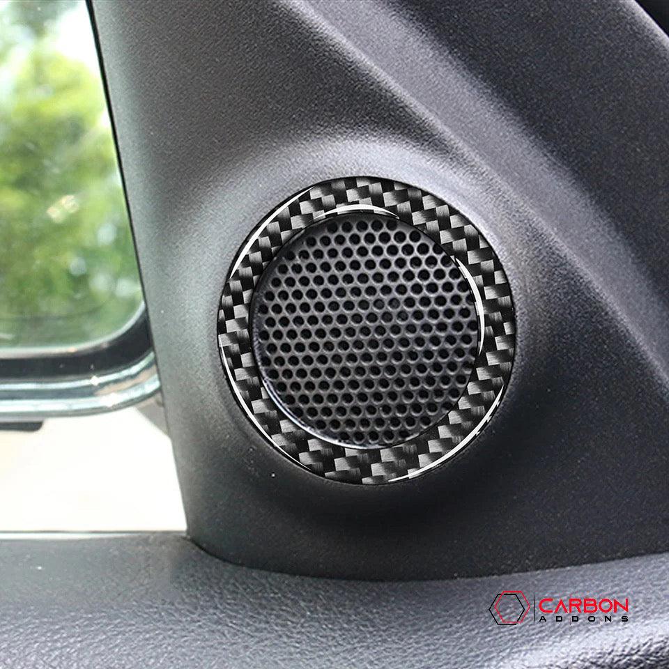 [2pcs] Real Carbon Fiber Door Speaker Trim Overlay for 2011-2020 Dodge Durango - carbonaddons Carbon Fiber Parts, Accessories, Upgrades, Mods