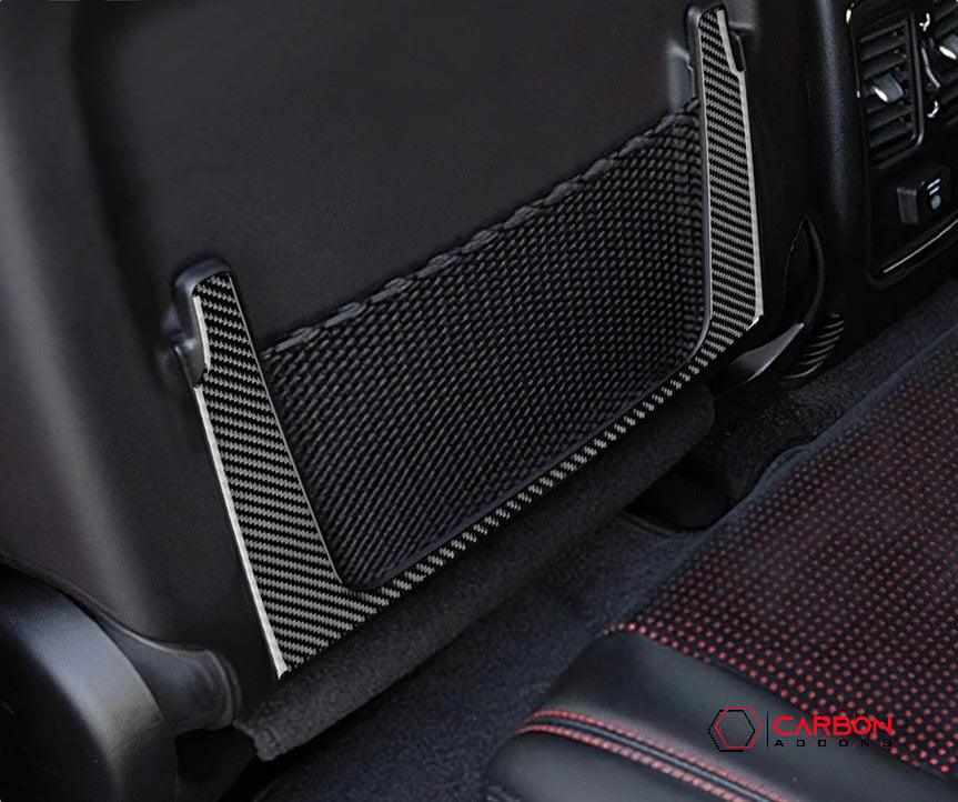 [2pcs] Real Carbon Fiber Rear Seat Storage Trim Overlay for 2011-2022 Dodge Durango - carbonaddons Carbon Fiber Parts, Accessories, Upgrades, Mods