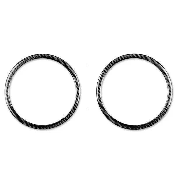 Real carbon fiber trim rings for car interior or exterior customization, compatible with American vehicles.