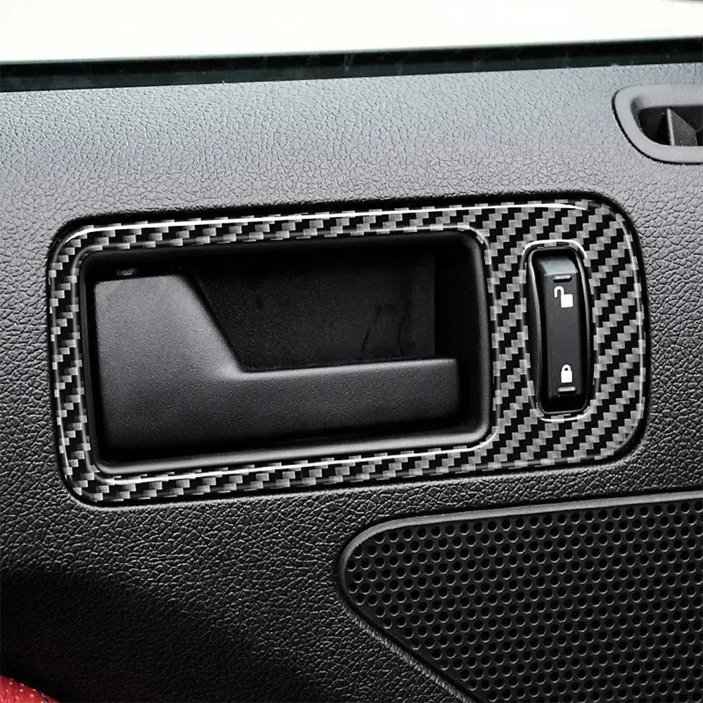 Carbon fiber door panel trim with real carbon fiber accents for American vehicles