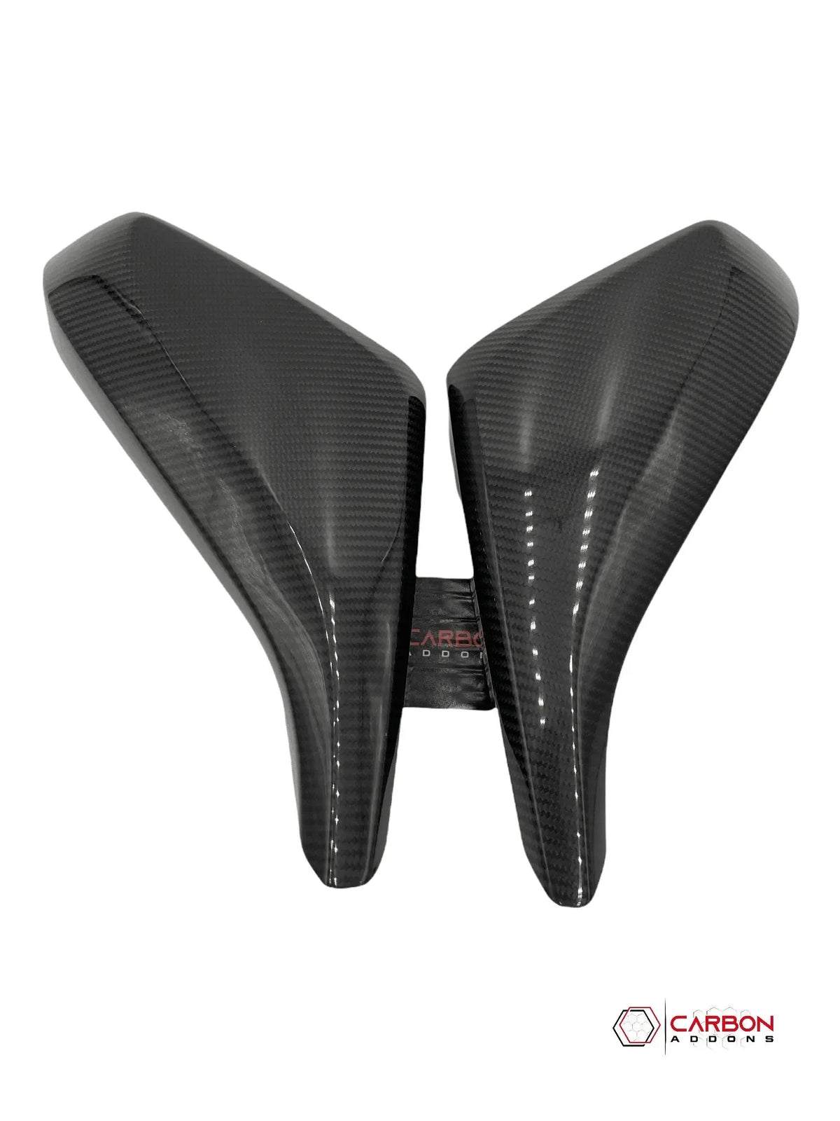 Real carbon fiber side mirror covers for American muscle cars, glossy weave finish, universal fit