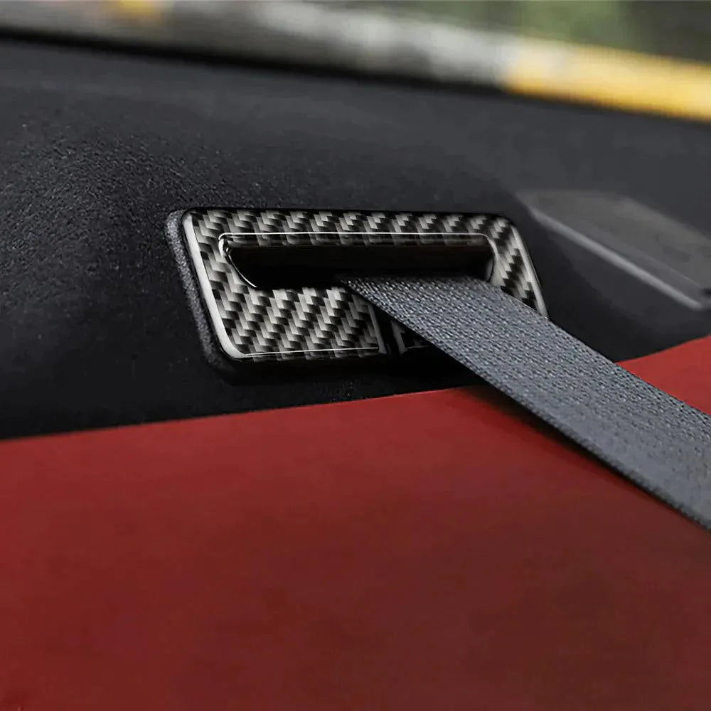 3PCS Carbon Fiber Seat Belt Frame Panel Overlay for Dodge Challenger 2015-2023 - carbonaddons Carbon Fiber Parts, Accessories, Upgrades, Mods