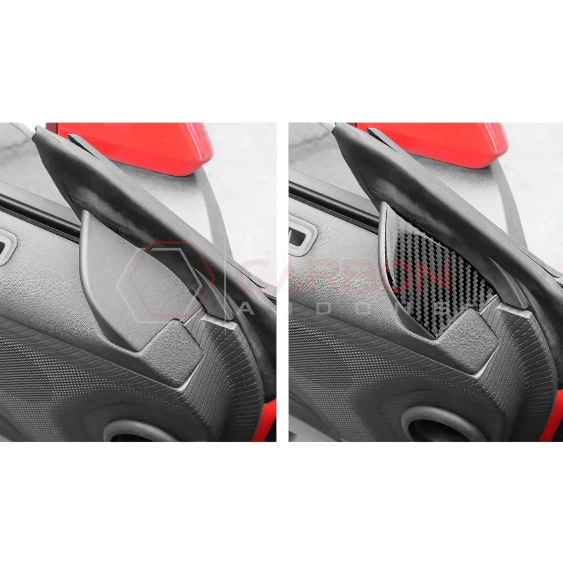 Real Carbon Fiber Door Jamb Triangle Trim Overlay for 2024+ Ford Mustang