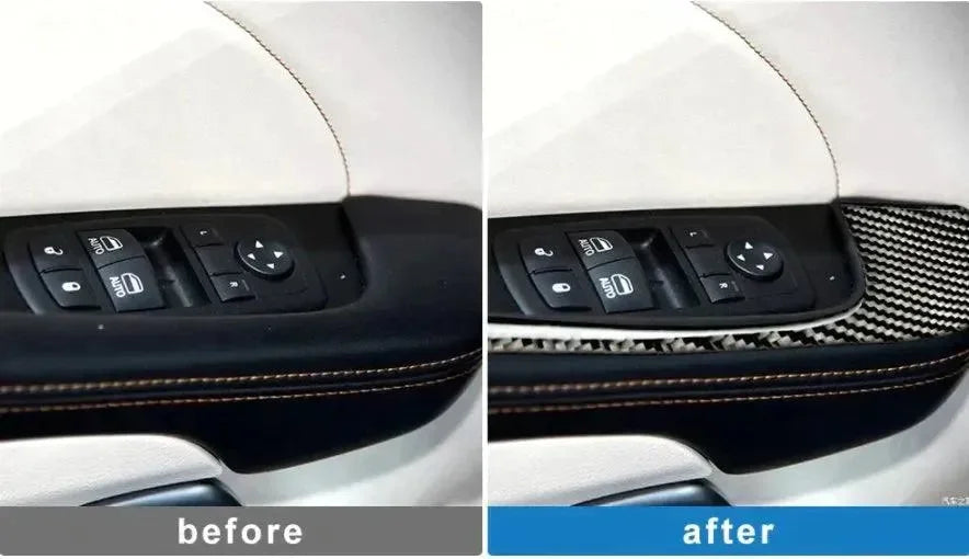 4pcs Carbon Fiber Armrest Panel Overlay for Dodge Challenger 2015-2023 - carbonaddons Carbon Fiber Parts, Accessories, Upgrades, Mods