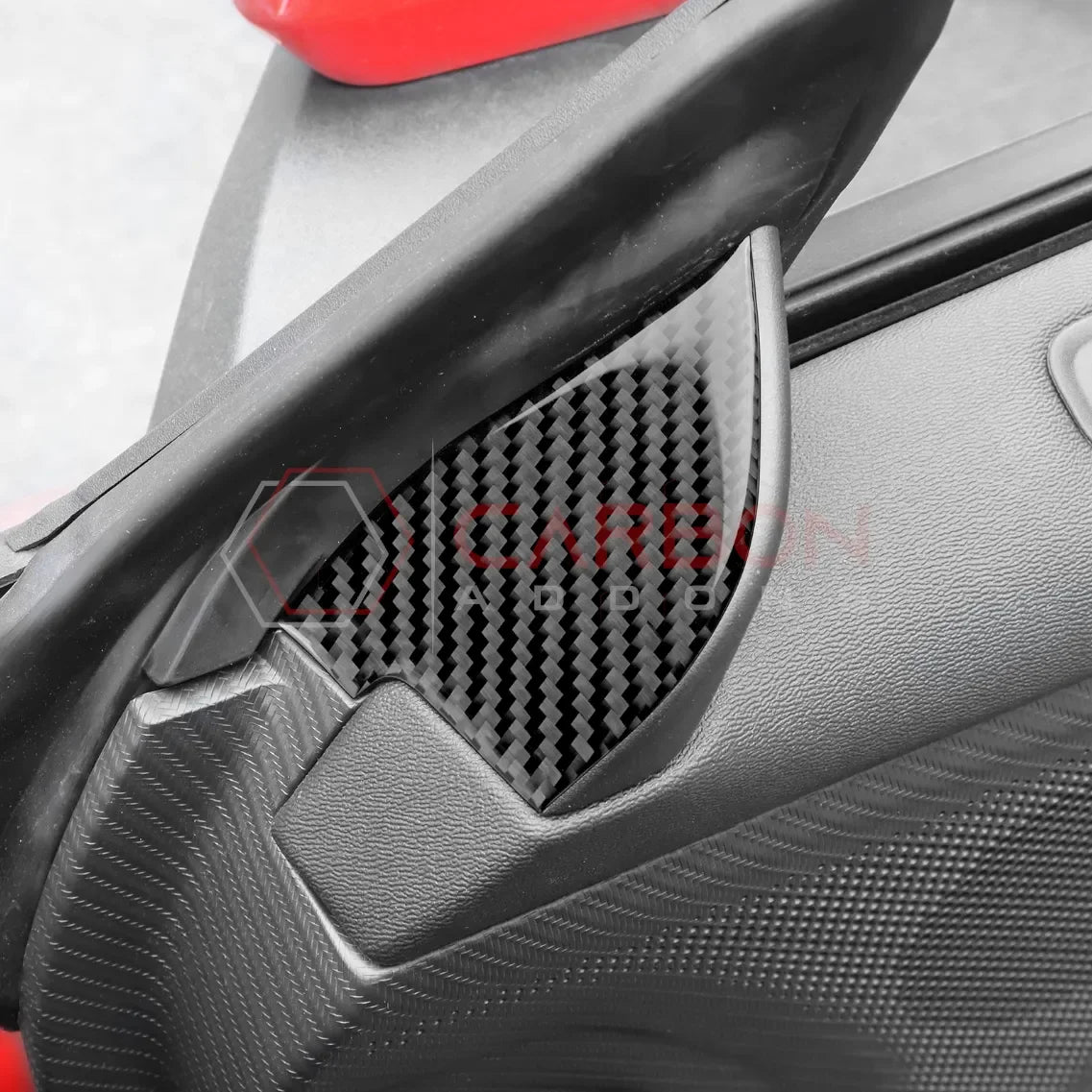 Real Carbon Fiber Door Jamb Triangle Trim Overlay for 2024+ Ford Mustang
