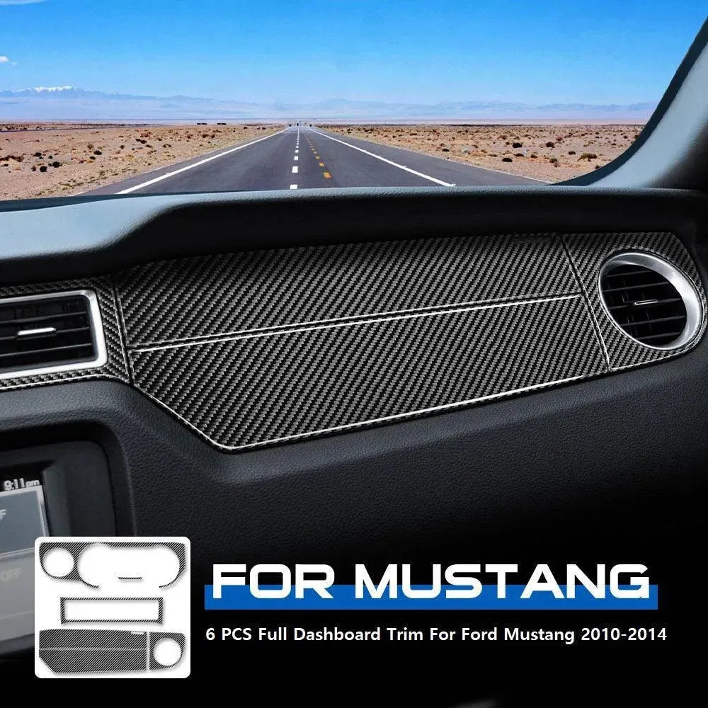 6 PCS Kit Full Dashboard Trim Carbon Fiber Interior Overlay For Ford Mustang 2010-2014 - carbonaddons Carbon Fiber Parts, Accessories, Upgrades, Mods