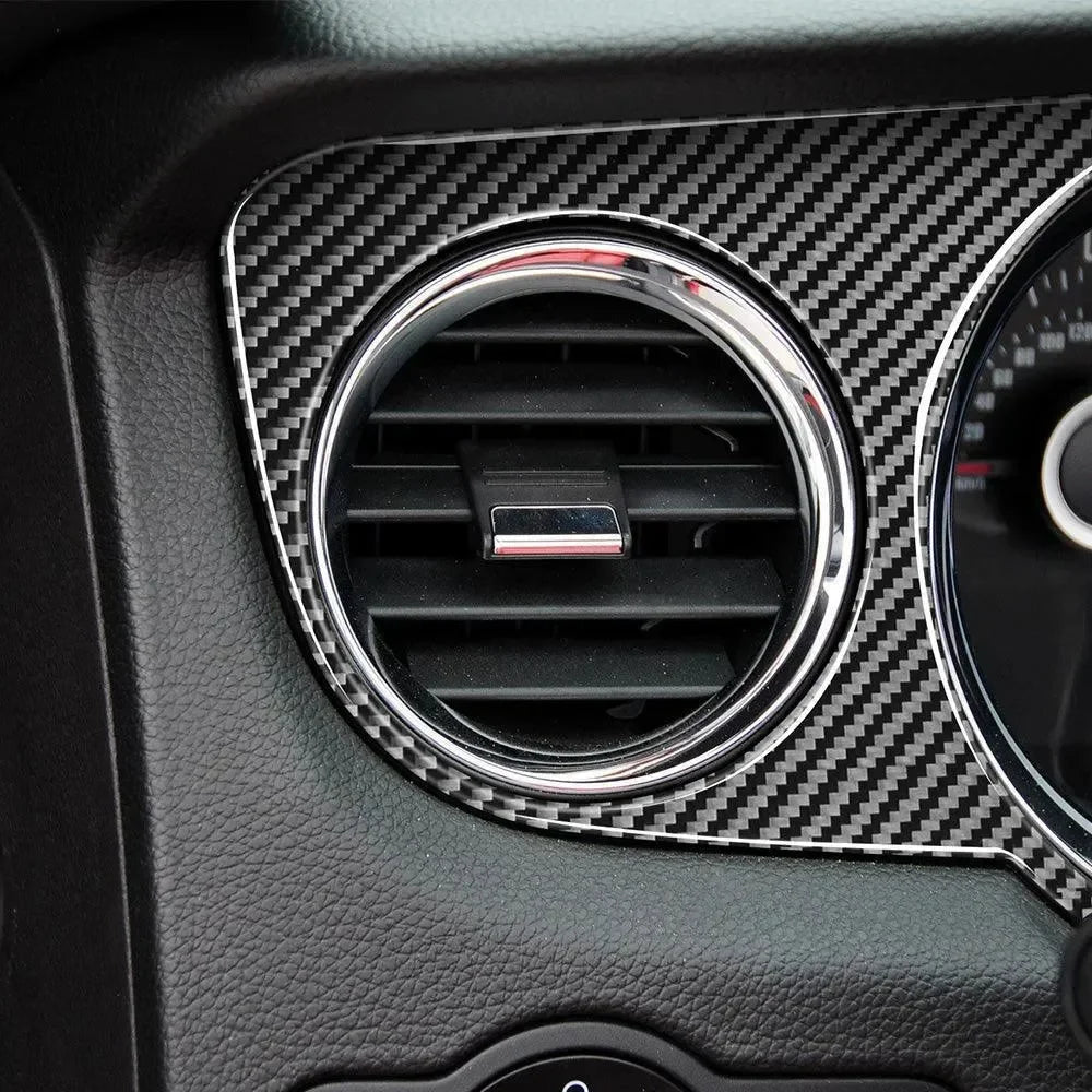 Real carbon fiber dashboard trim with chrome air vent surround for American muscle cars