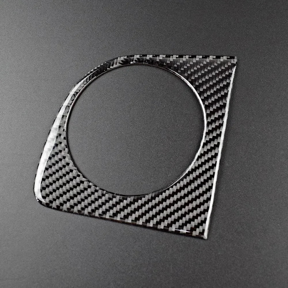 Real carbon fiber trim ring for car interior, sleek black weave design, fits American vehicles