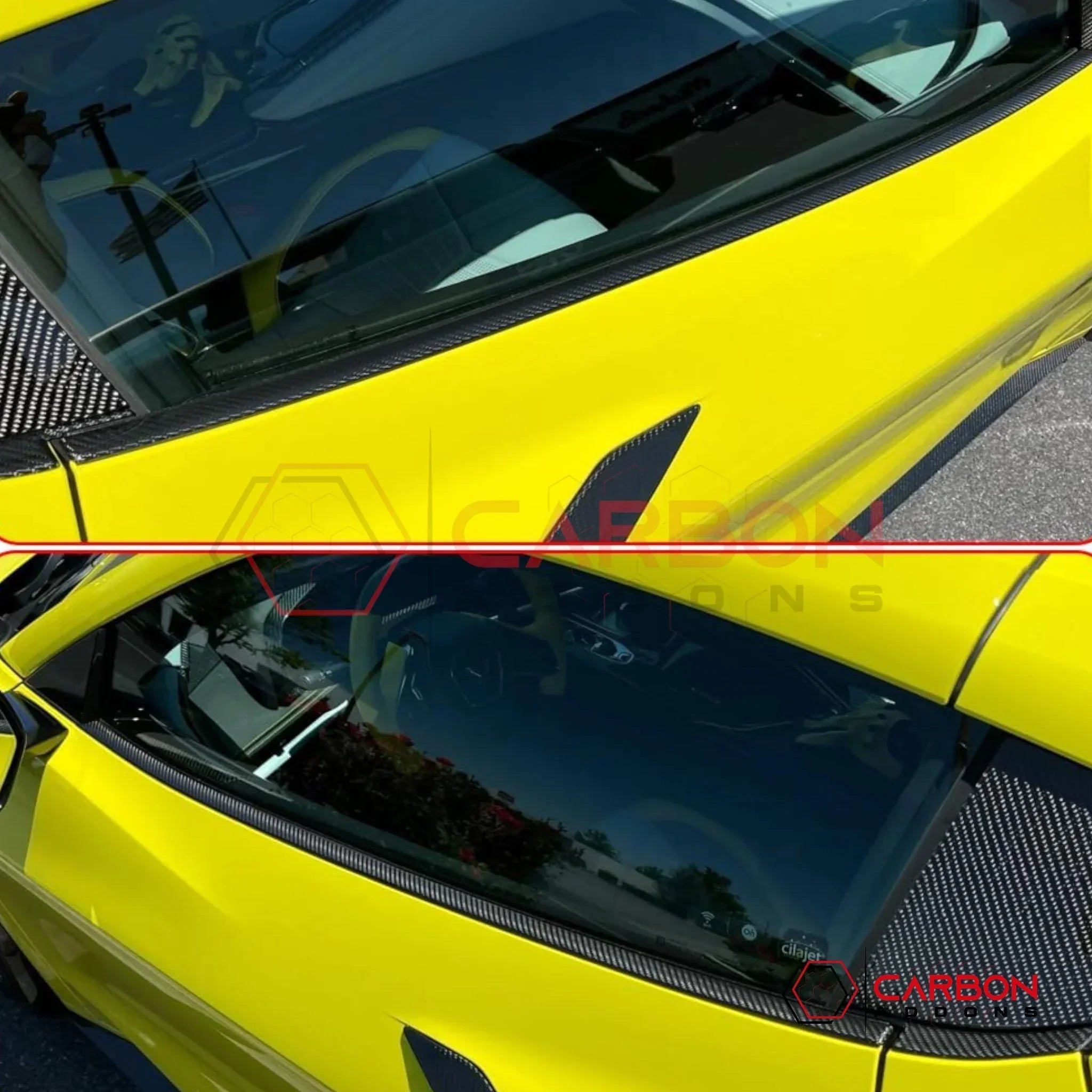 Carbon Fiber Side Window Sill Trim for Corvette C8 Stingray, Z51, Z06 (2020–2027) – Coupe or Convertible