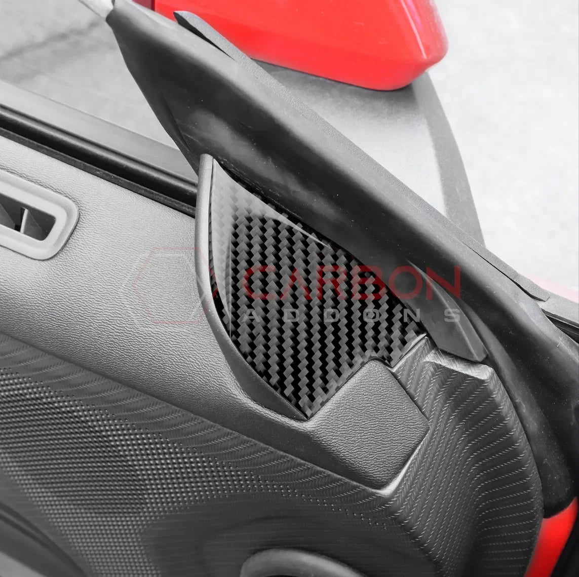 Real Carbon Fiber Door Jamb Triangle Trim Overlay for 2024+ Ford Mustang