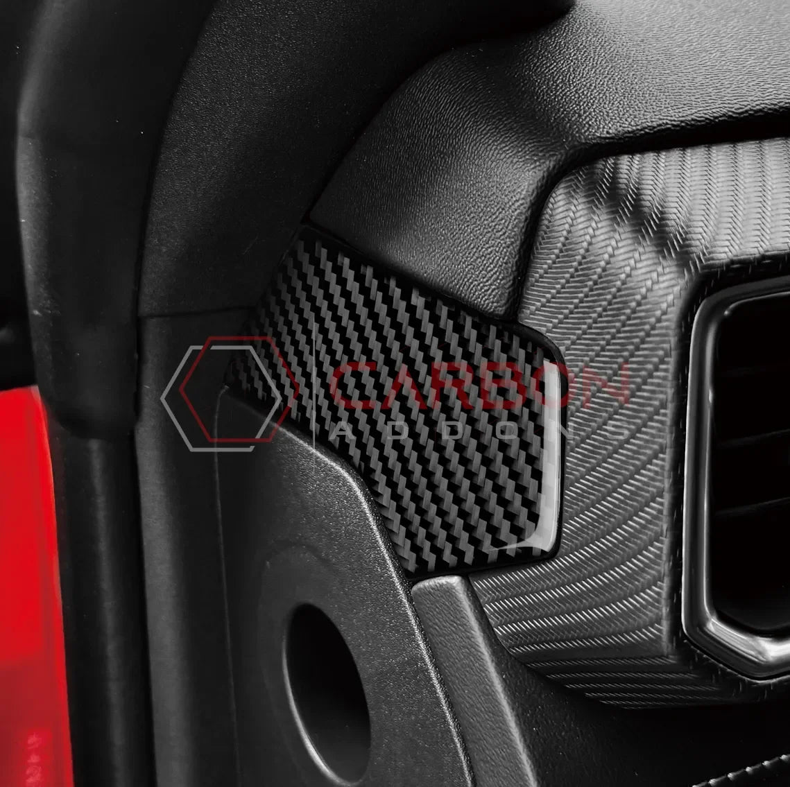Real Carbon Fiber Upper Dashboard Side Panel Trim Overlay for 2024+ Ford Mustang
