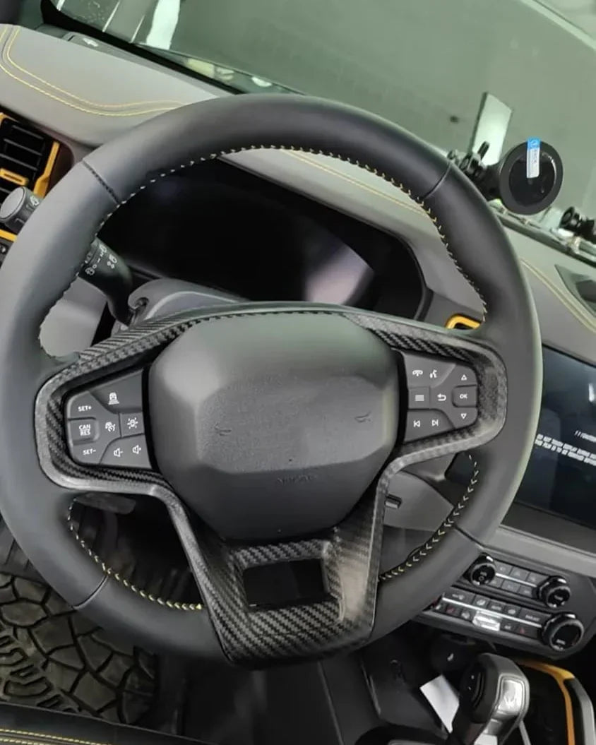 Real Carbon Fiber Steering Wheel Button Trim Cover For 2021+ Bronco