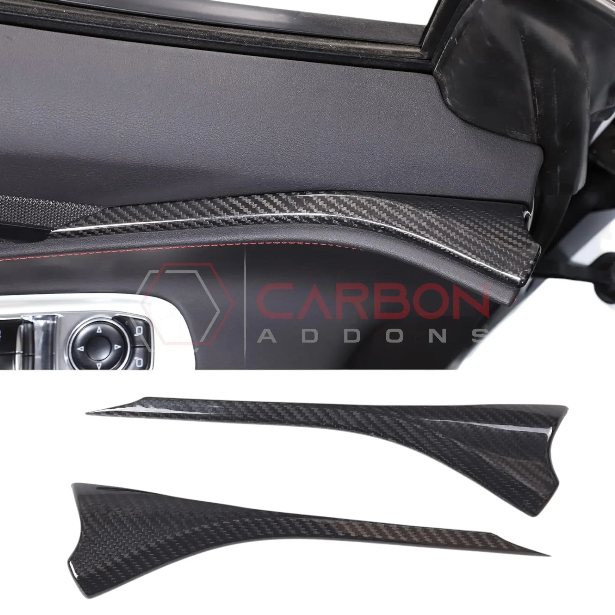 C8 Corvette Real Carbon Fiber Door Panel Upper Trim Covers (2020-2025)