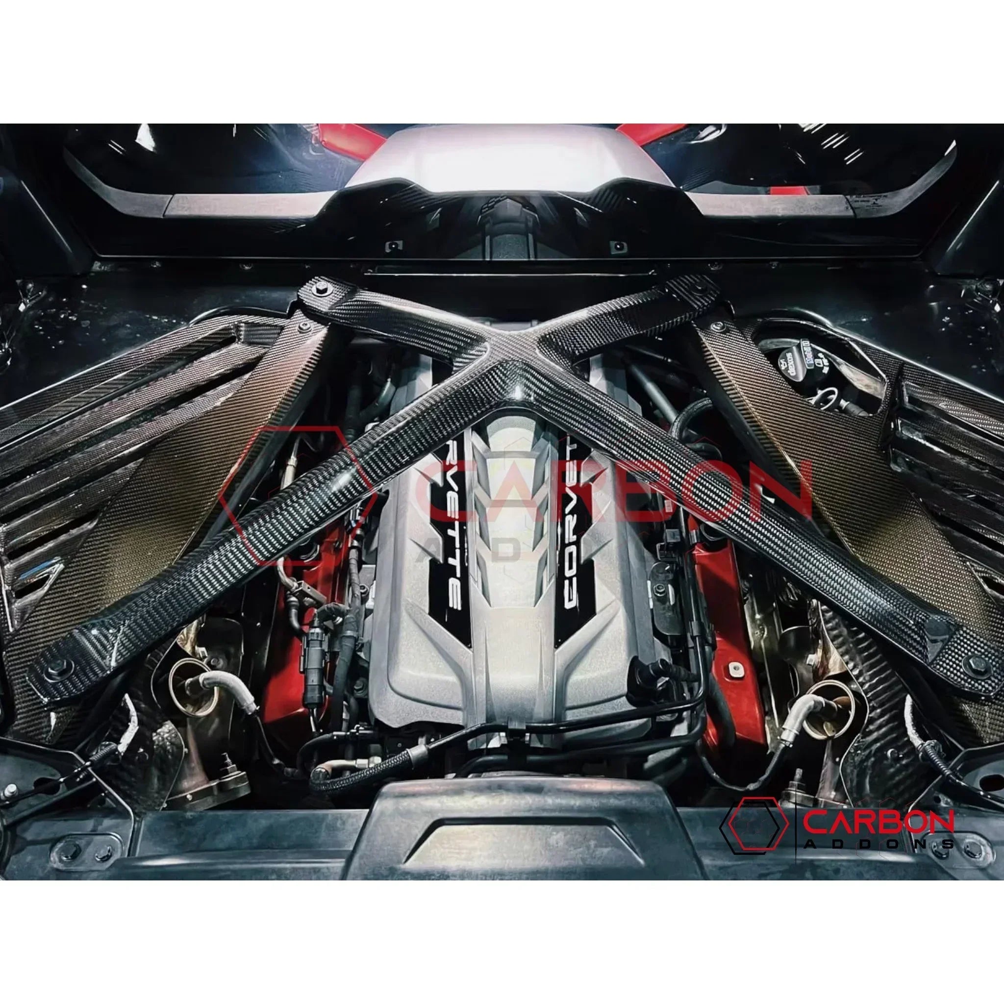 C8 Corvette Carbon Fiber Engine Bay X-Brace | Coupe Stingray Z51 (2020–2027)