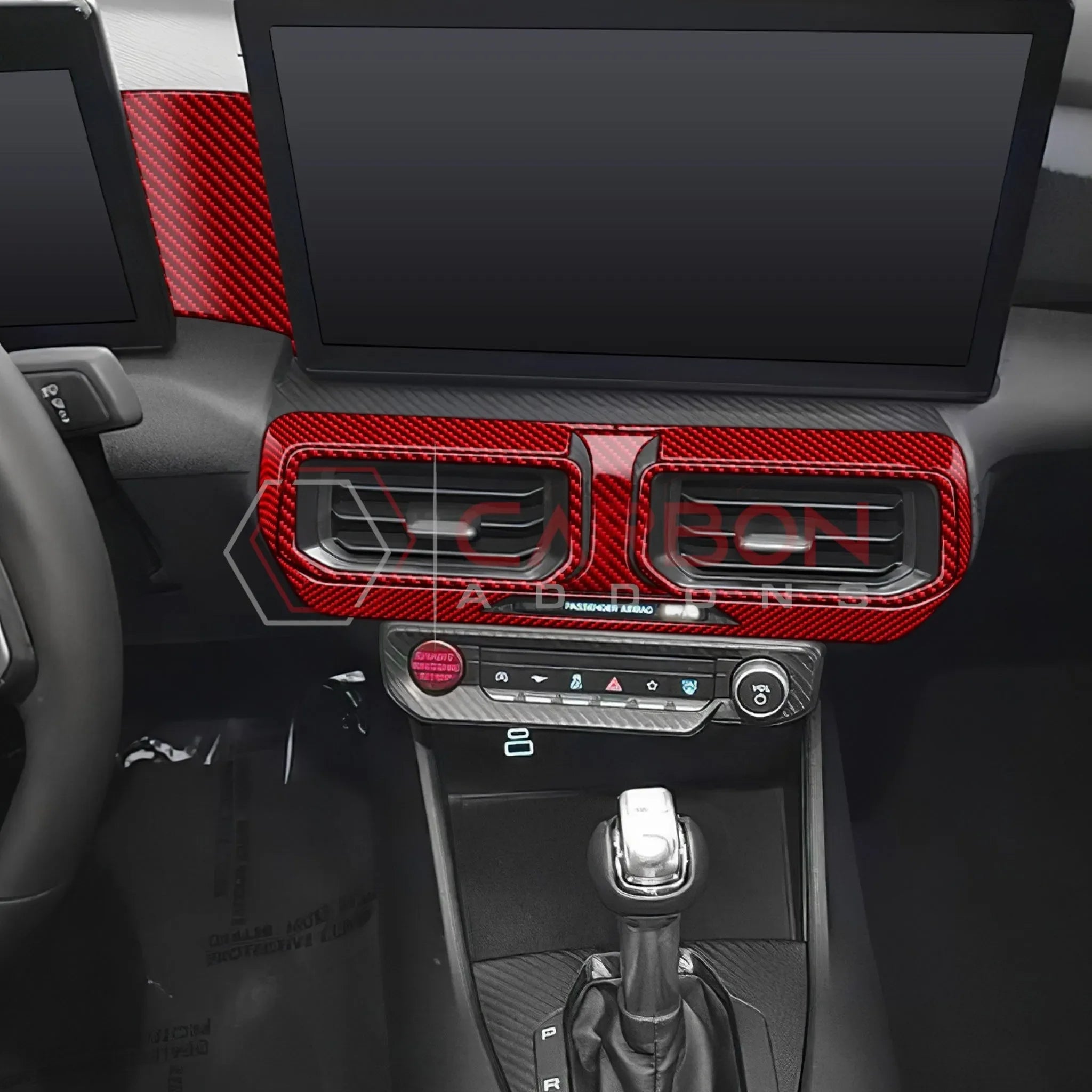 Real Carbon Fiber Center Dashboard A/C Vent Trim Overlays for 2024+ Ford Mustang