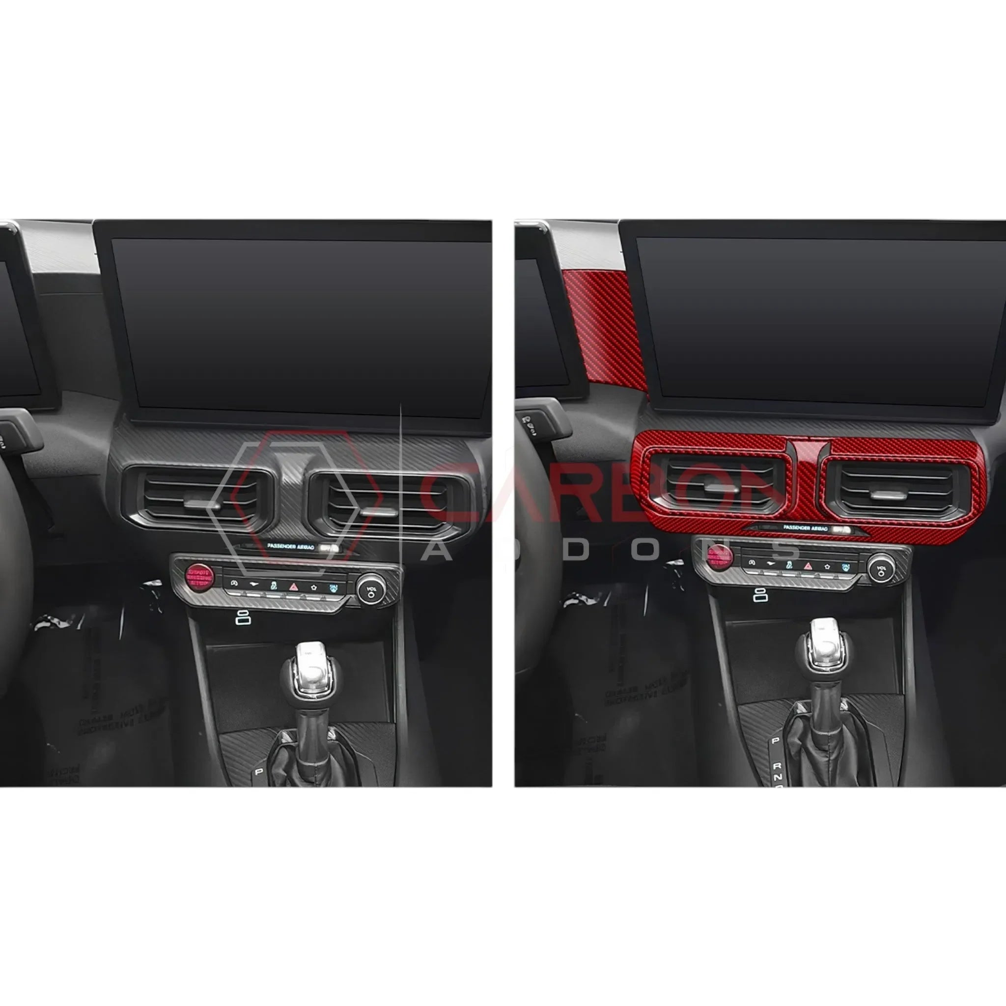 Real Carbon Fiber Center Dashboard A/C Vent Trim Overlays for 2024+ Ford Mustang