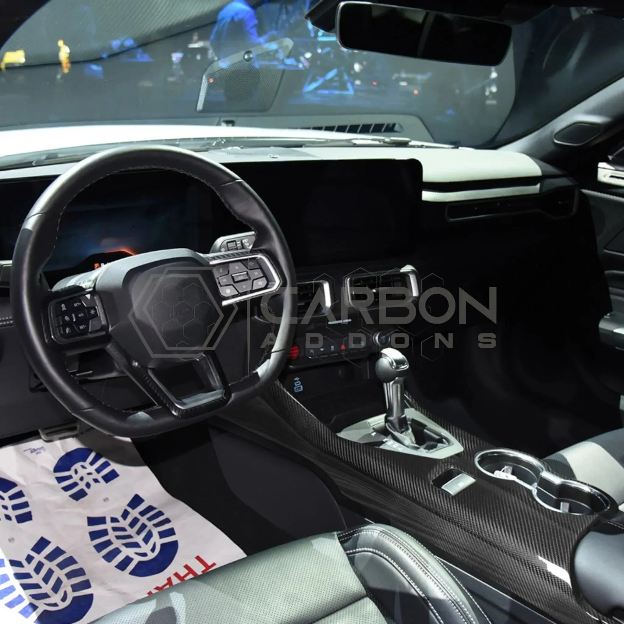 Real Carbon Fiber Center Console Trim Cover for 2024+ Ford Mustang