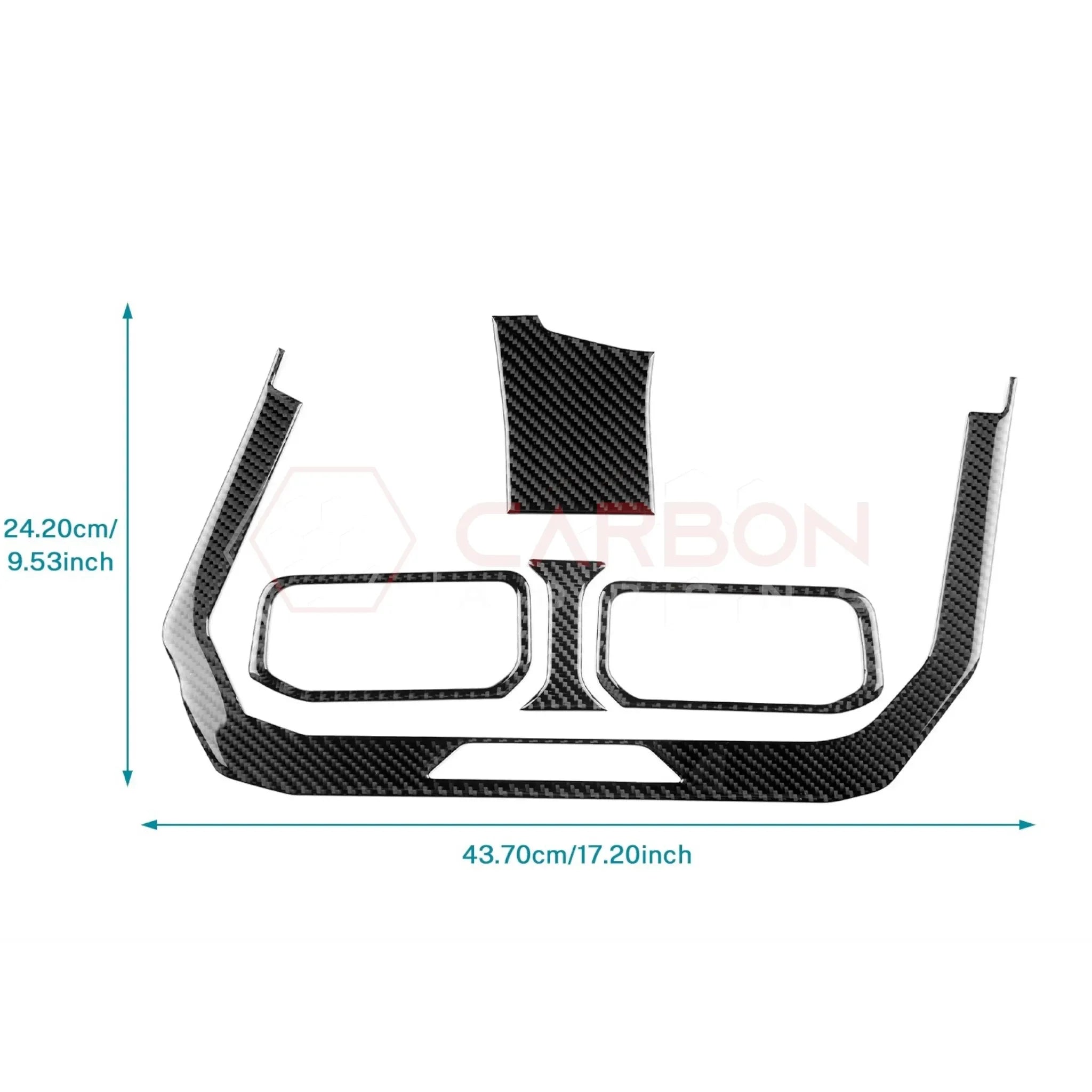 Real Carbon Fiber Center Dashboard A/C Vent Trim Overlays for 2024+ Ford Mustang