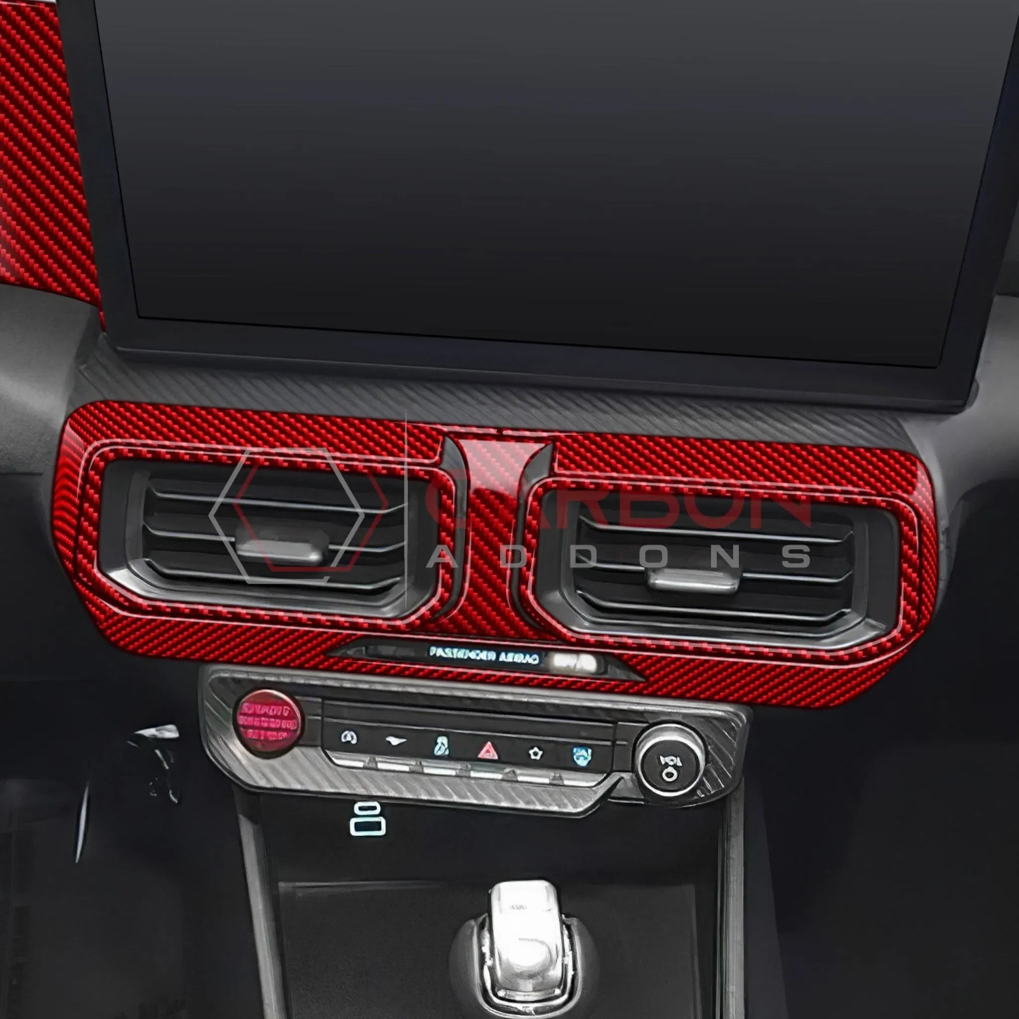 Real Carbon Fiber Center Dashboard A/C Vent Trim Overlays for 2024+ Ford Mustang