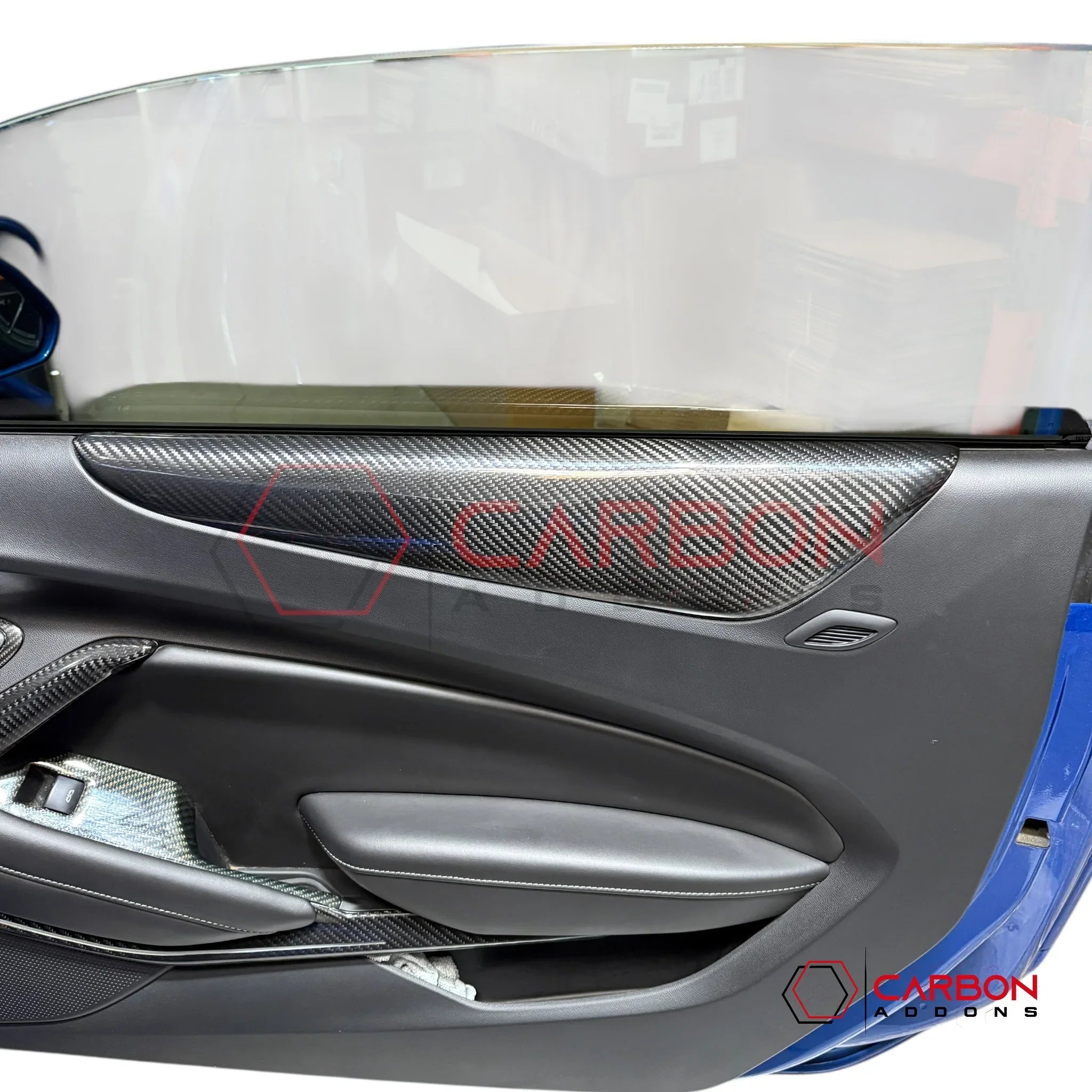 2016–2024 Chevrolet Camaro Real Carbon Fiber Door Panel Armrest Trim Cover