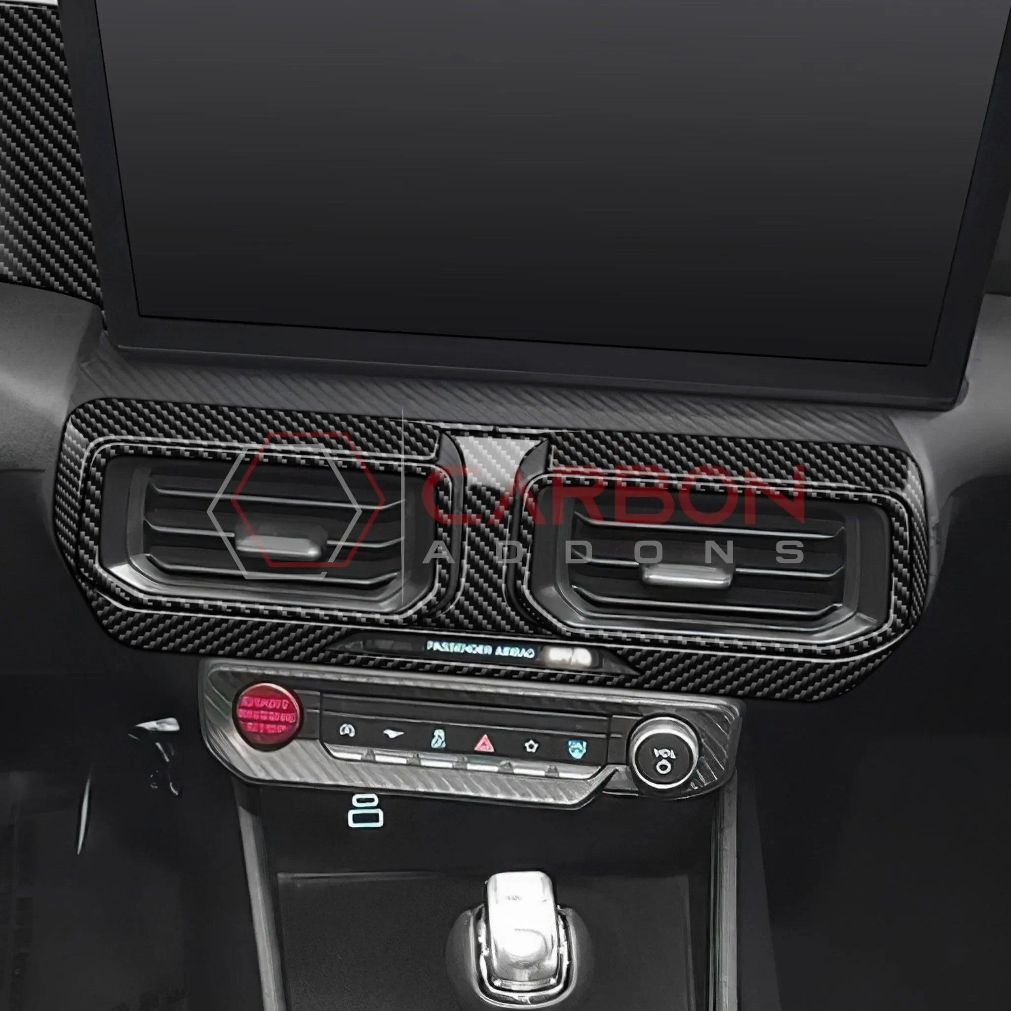 Real Carbon Fiber Center Dashboard A/C Vent Trim Overlays for 2024+ Ford Mustang
