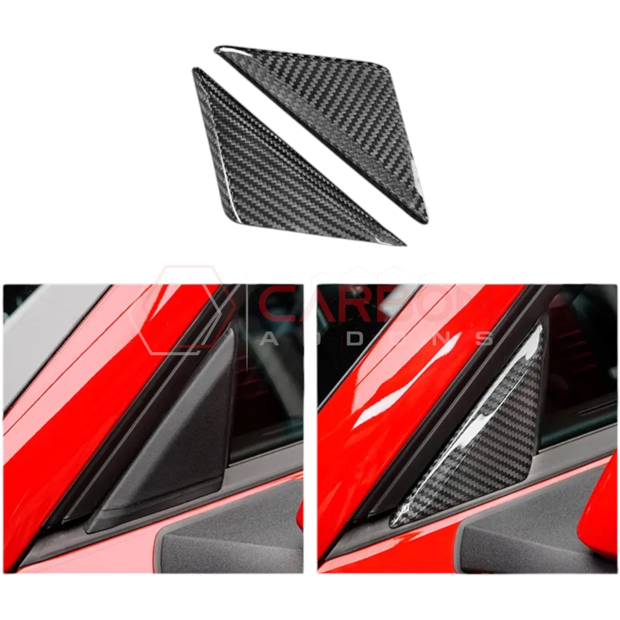 Real Carbon Fiber Exterior A-Pillar Trim Covers for 2024+ Ford Mustang