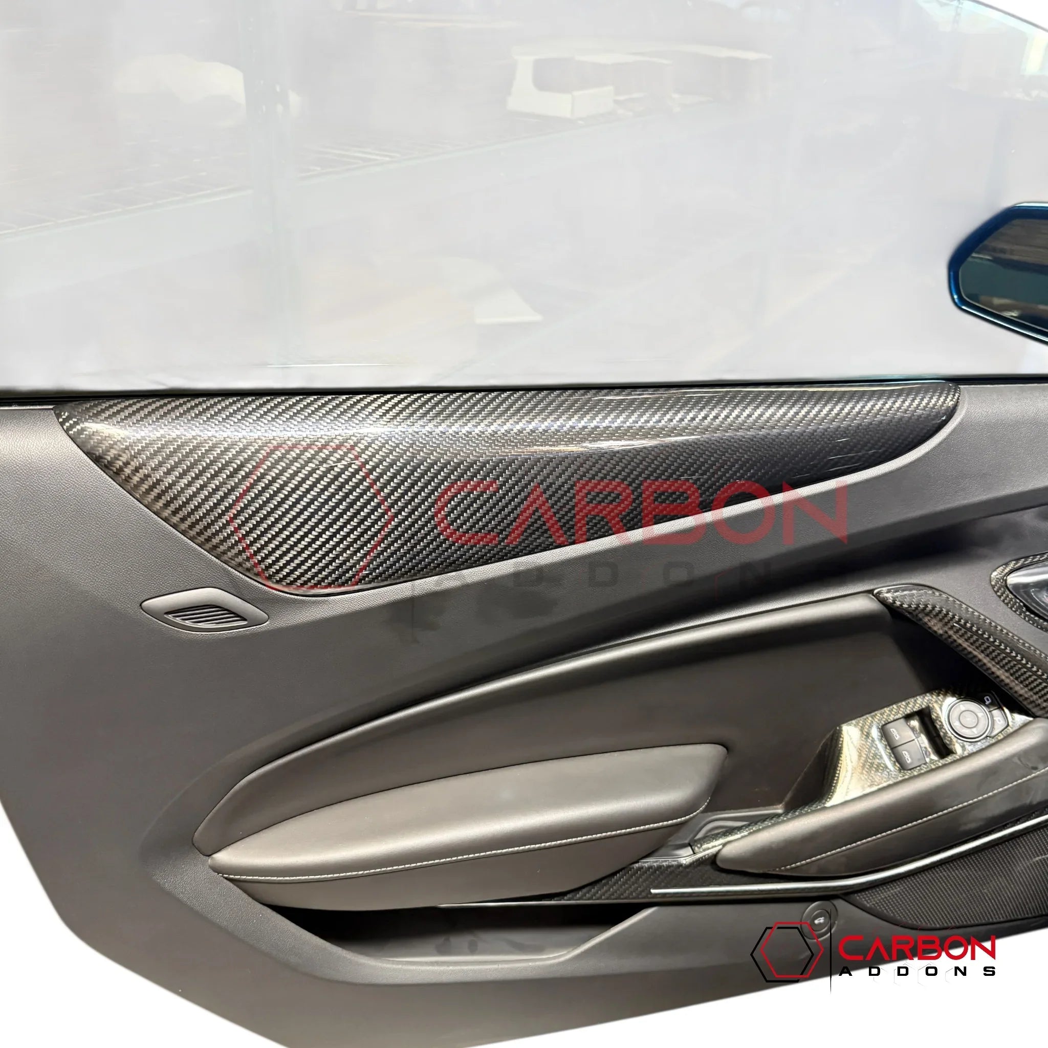 2016–2024 Chevrolet Camaro Real Carbon Fiber Door Panel Armrest Trim Cover