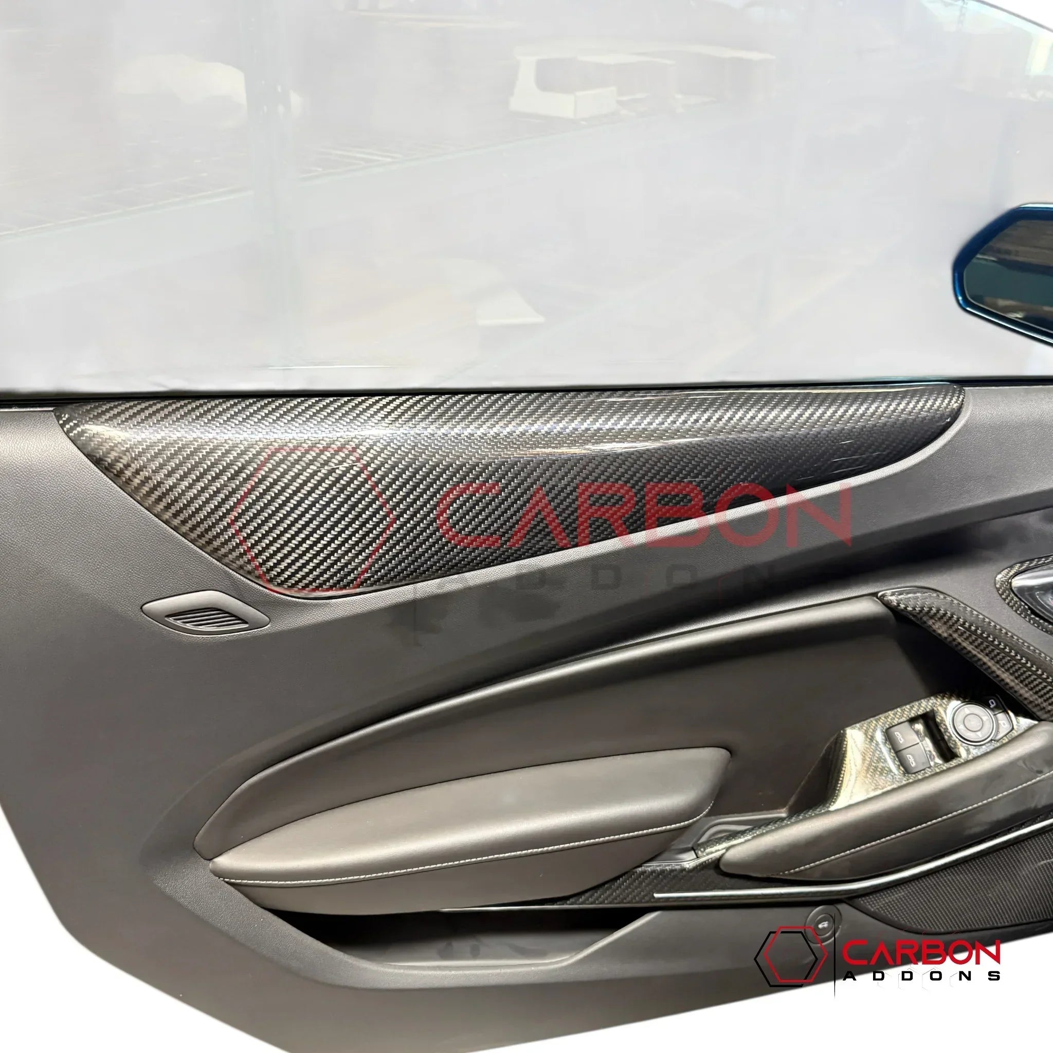 2016–2024 Chevrolet Camaro Real Carbon Fiber Door Panel Armrest Trim Cover