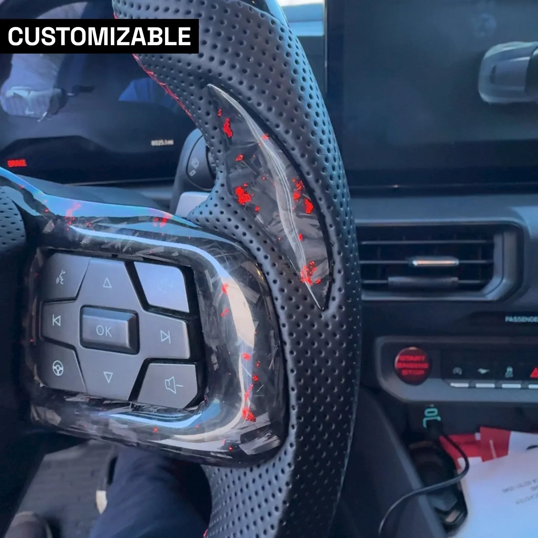 Customizable Heated Carbon Fiber Steering Wheel for 2024+ Ford Mustang