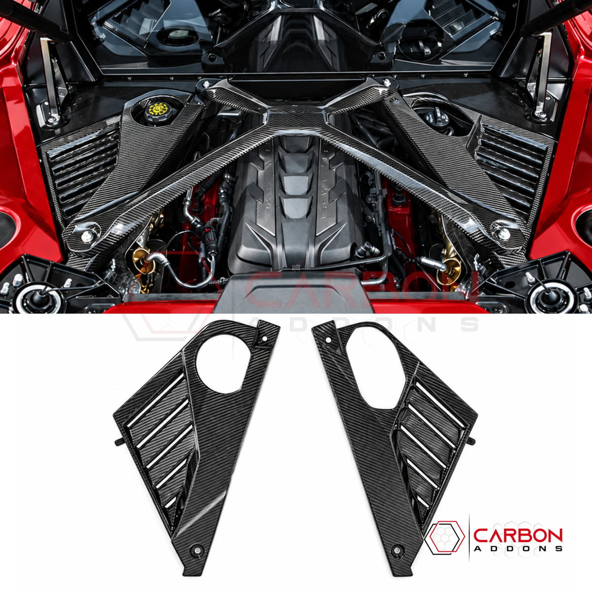 C8 Corvette E-Ray & ZR1 Real Carbon Fiber Engine Bay Side Panels | Direct Replacement ( Coupe)