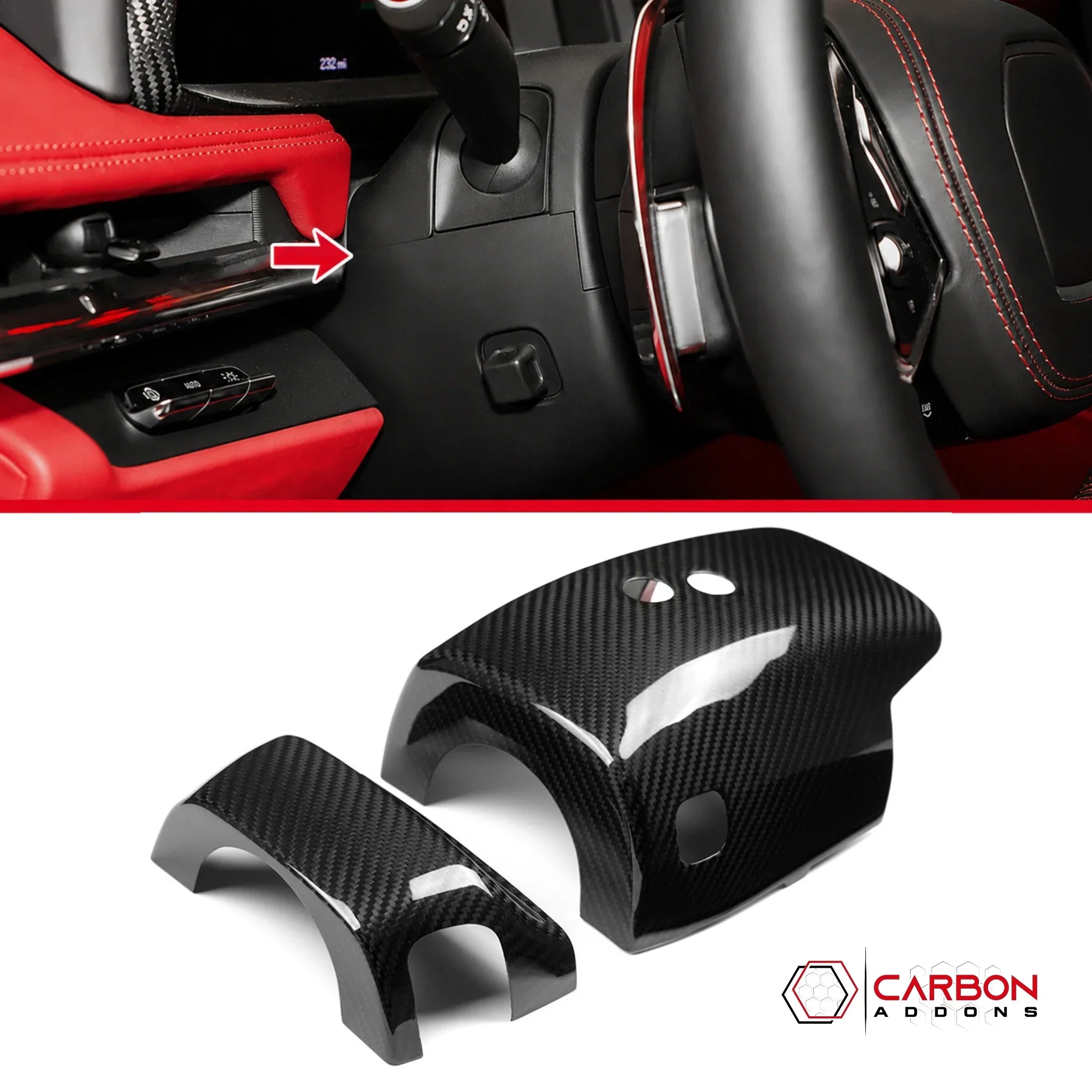C8 Corvette Real Carbon Fiber Steering Column Trim Cover | Interior Upgrade (2020-2026)
