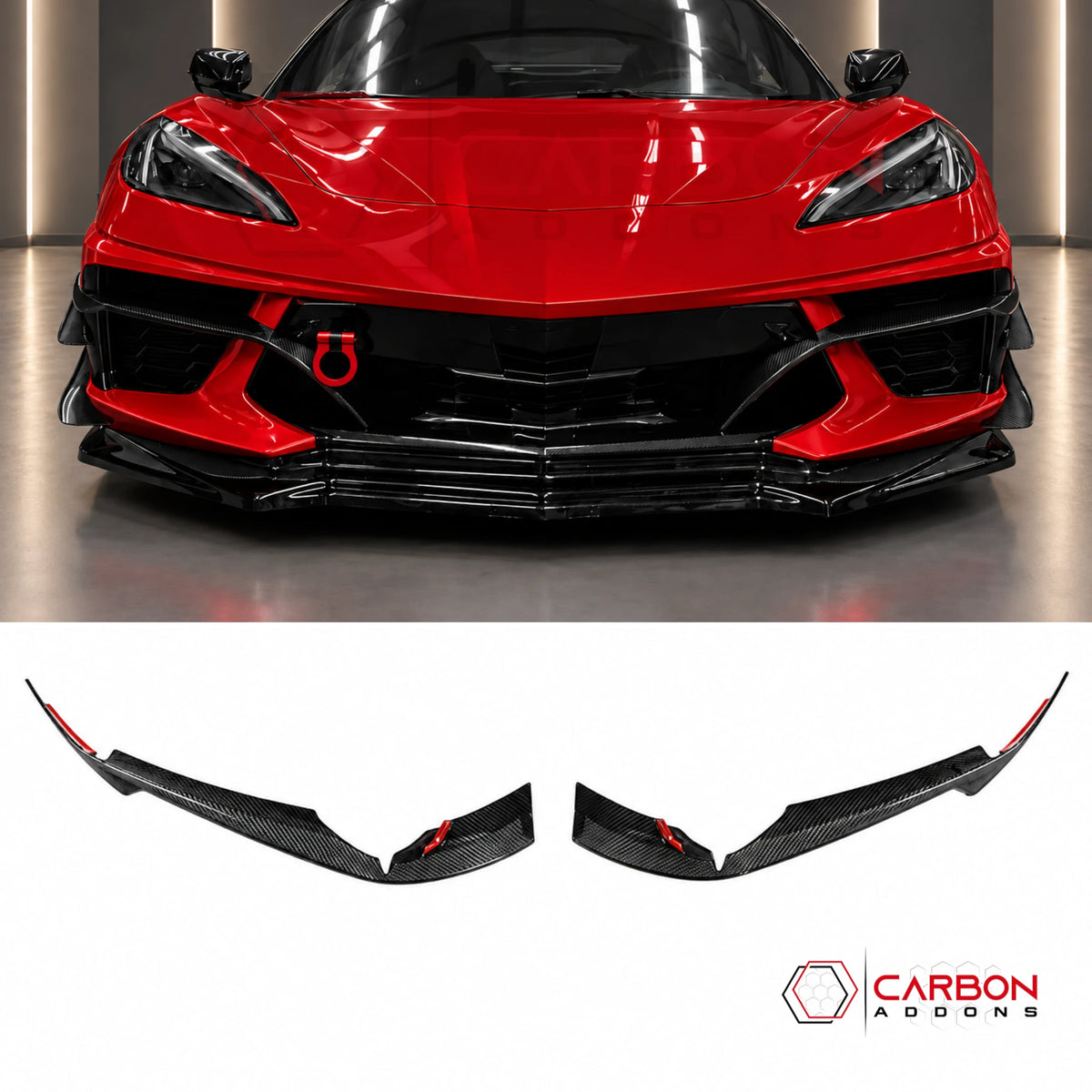 C8 Corvette Stingray Real Carbon Fiber Side Grille Extended Canards | 2020–Present