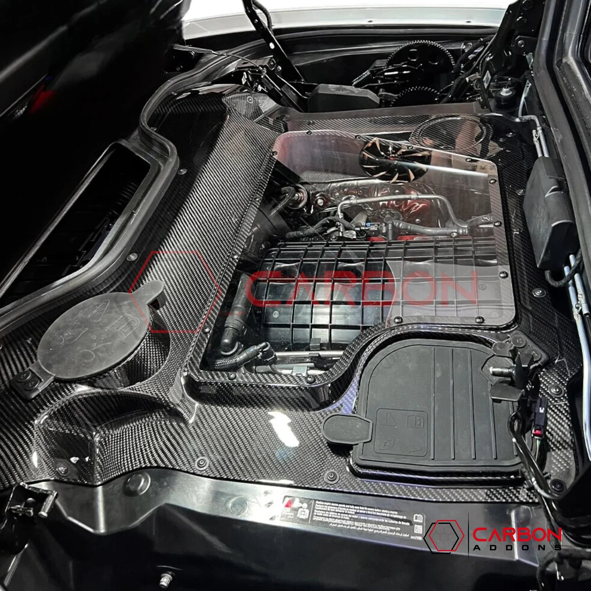 C8 Corvette Convertible (HTC) Carbon Fiber Engine Bay Cover w/ Glass Window | Direct Replacement (2020–2026)