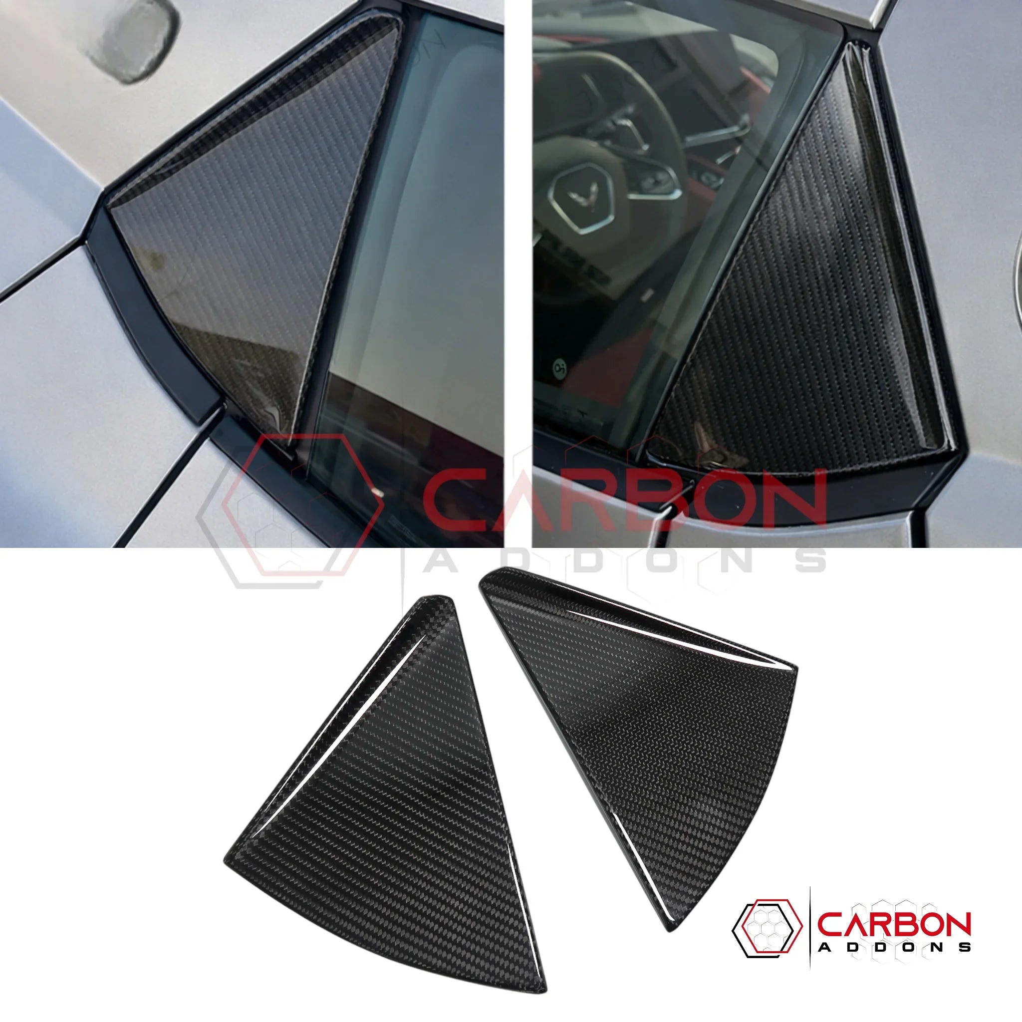 C8 Corvette Convertible Carbon Fiber B-Pillar Trim Covers | Exterior Upgrade (2020–2026)