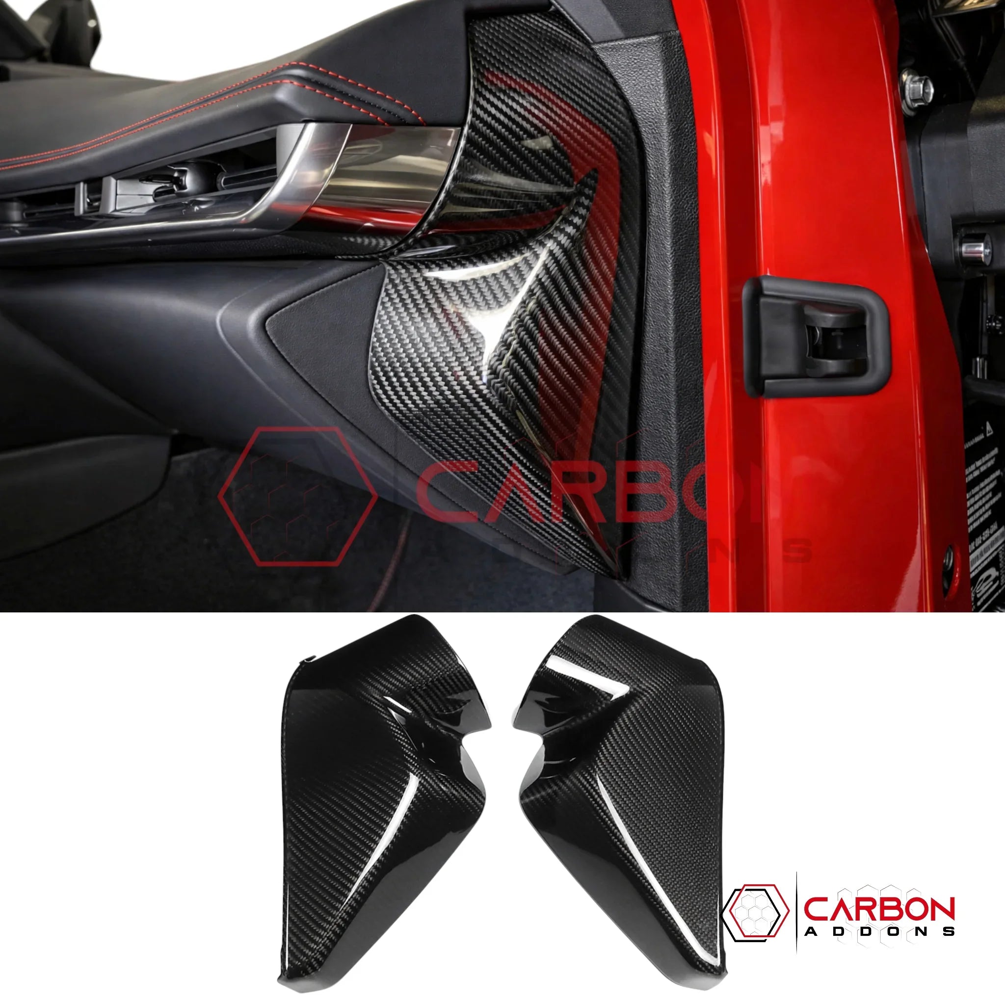 C8 Corvette Real Carbon Fiber Dashboard Door Sill Covers | Interior Overlay (2020–2026)