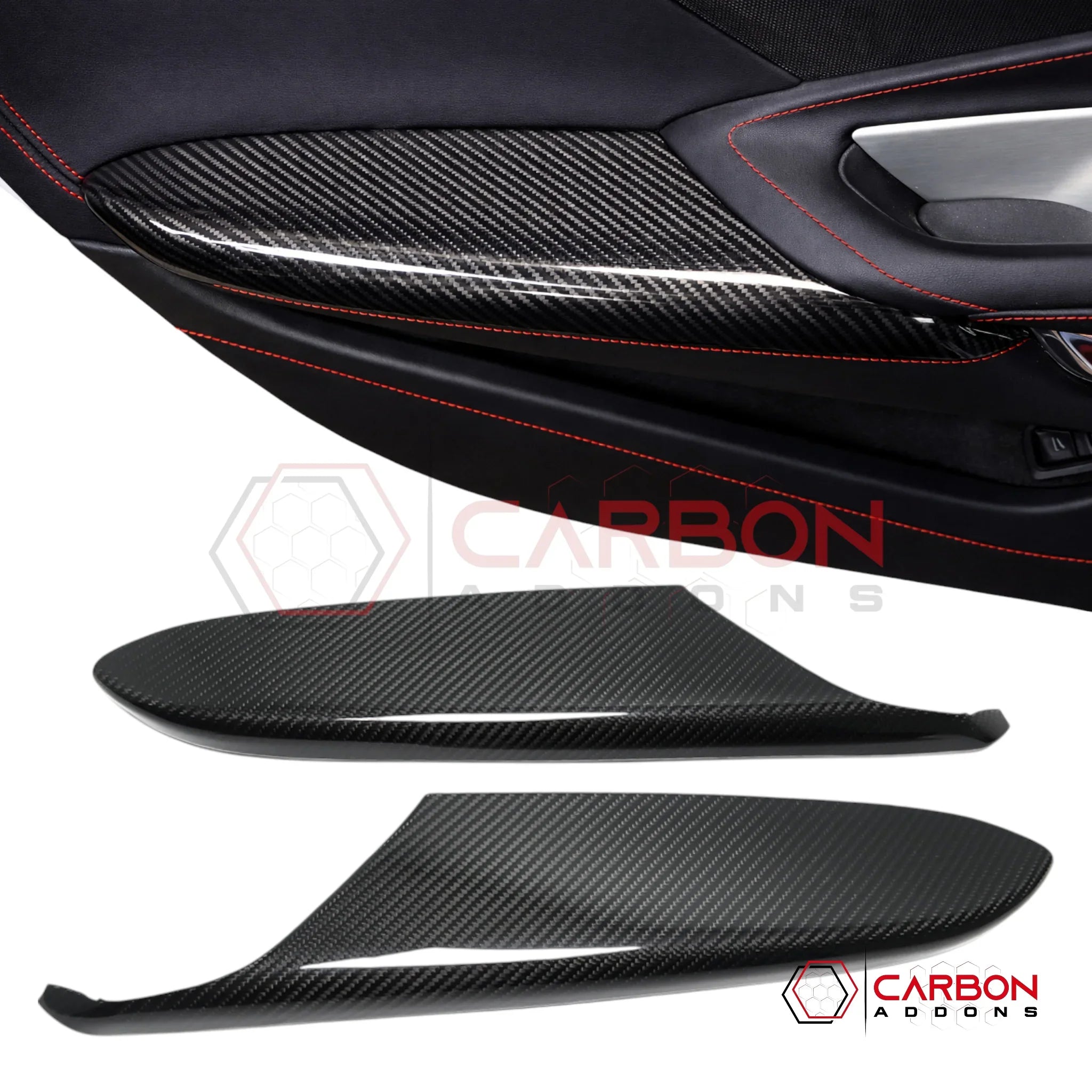 C8 Corvette Real Carbon Fiber Door Panel Armrest Covers | Interior Overlay (2020–2026)