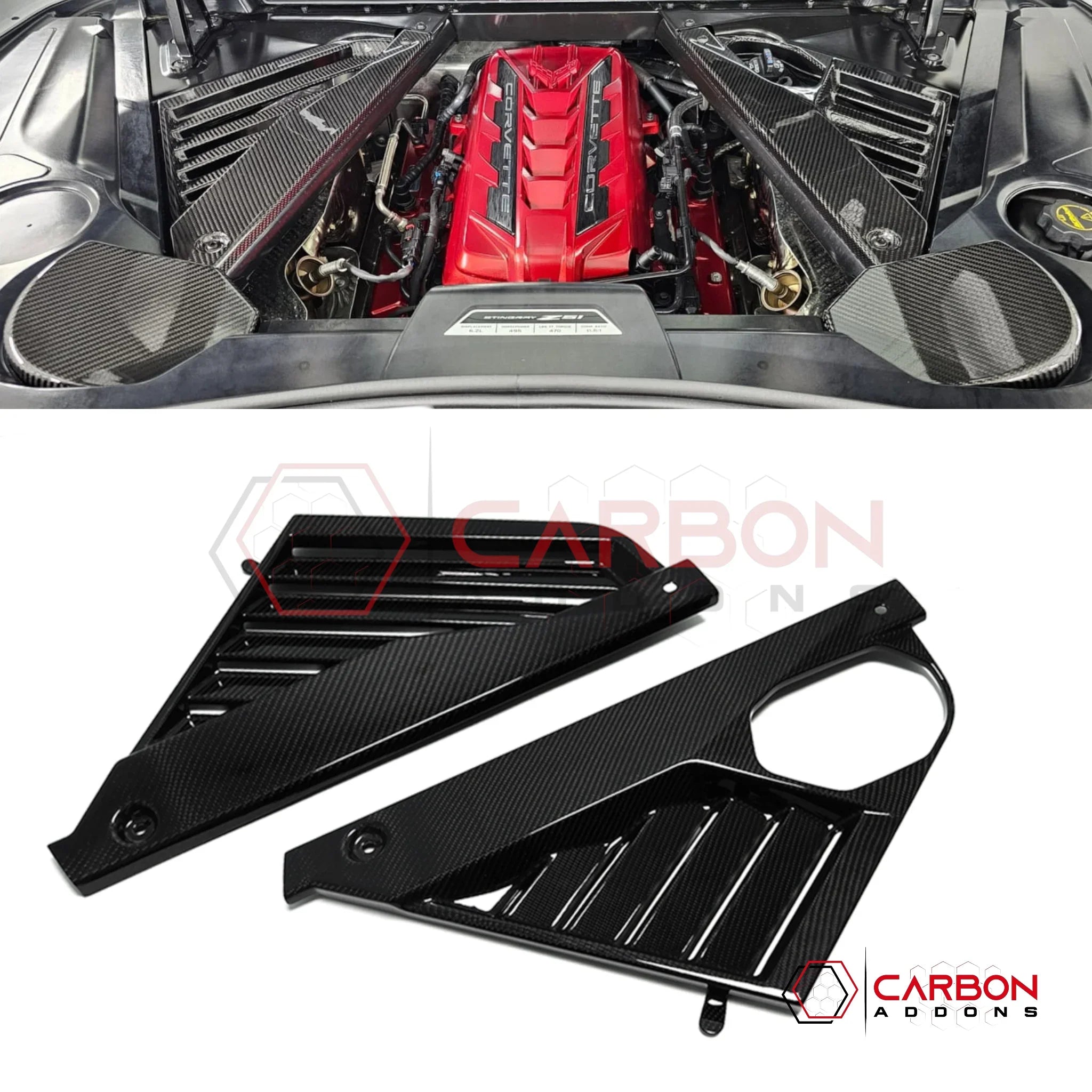 C8 Corvette Real Carbon Fiber Engine Bay Side Panels | Direct Replacement (Stingray & Z06 Coupe)