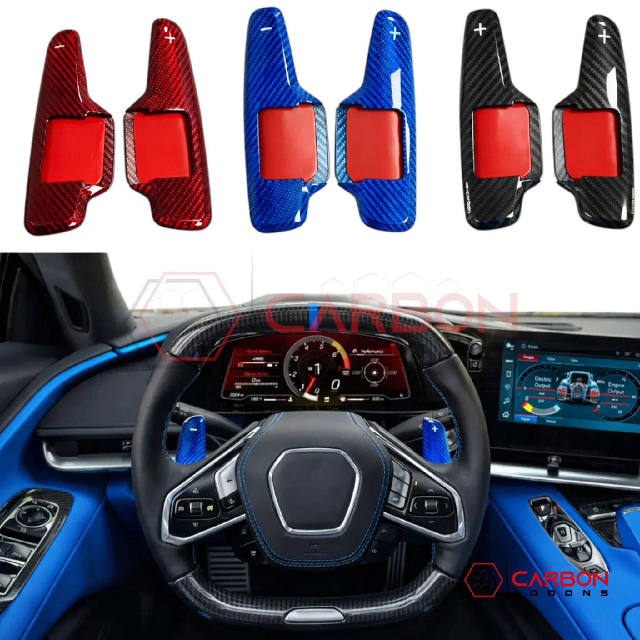 C8 Corvette Real Carbon Fiber Paddle Shifter Covers | Interior Upgrade (2020–2026)