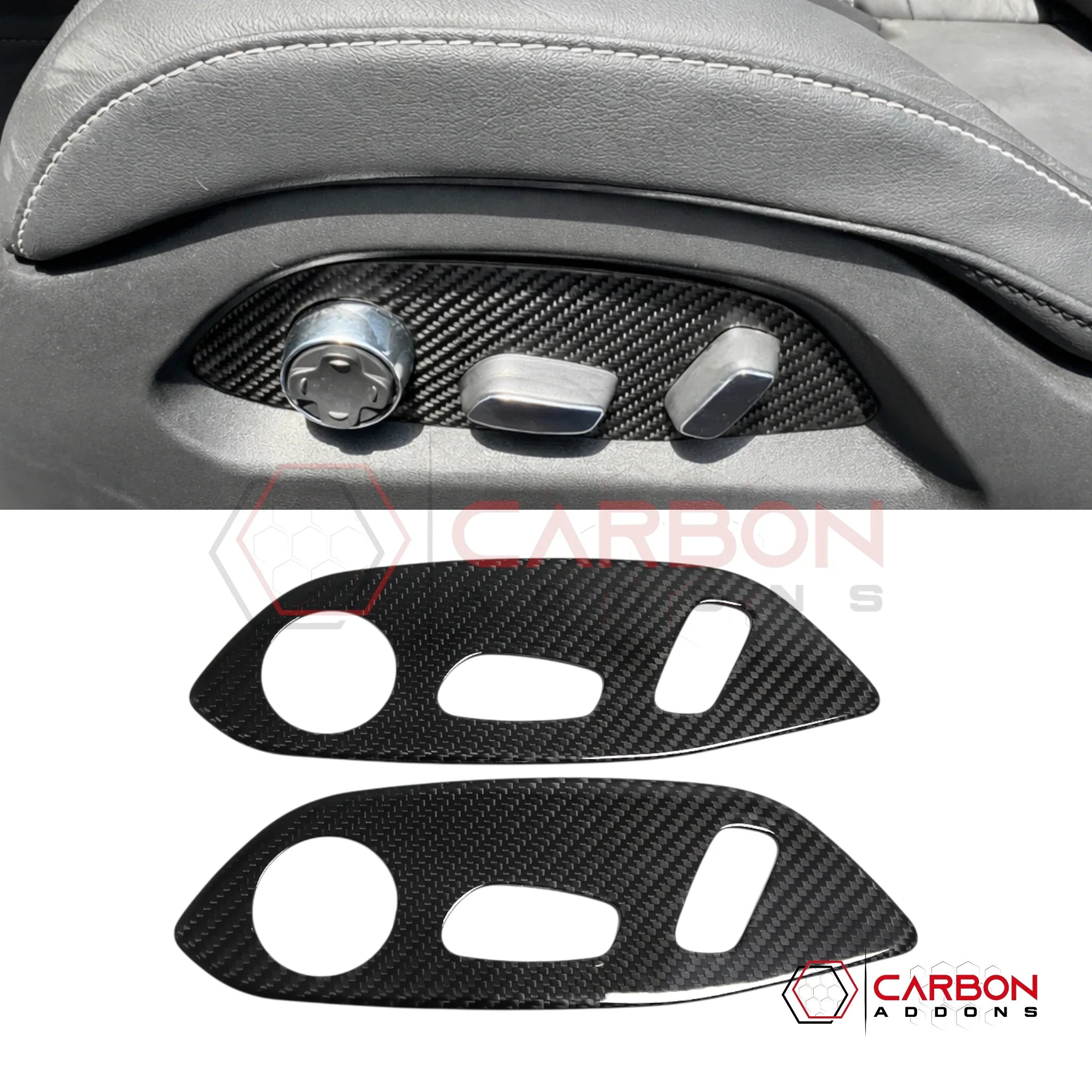 C8 Corvette Real Carbon Fiber Seat Control Adjuster Trim Covers | Interior Upgrade (2020–2026)