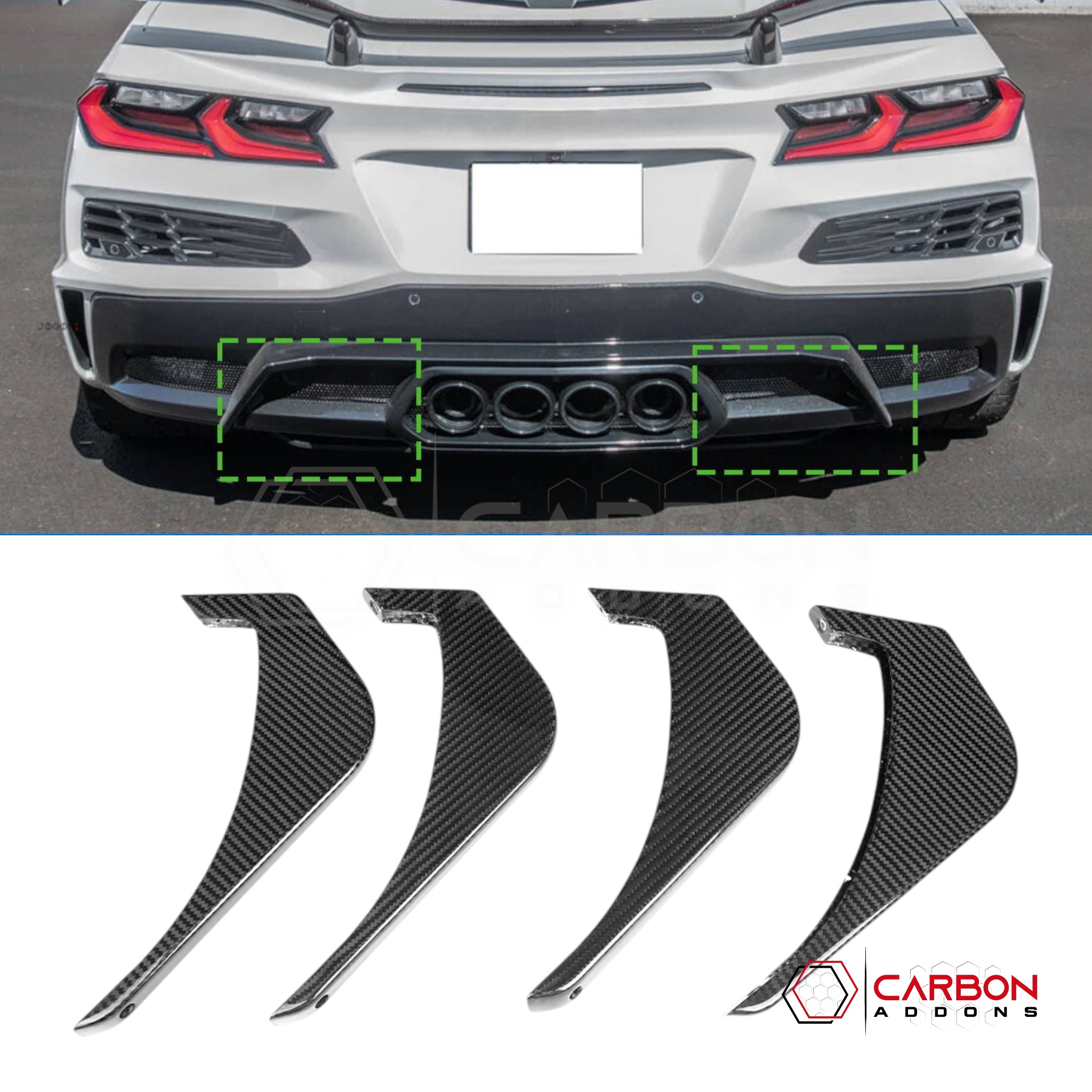 C8 Corvette Z06 / E-Ray Carbon Fiber Rear Diffuser Fins Add-On – OEM Widebody Diffuser Accent Kit