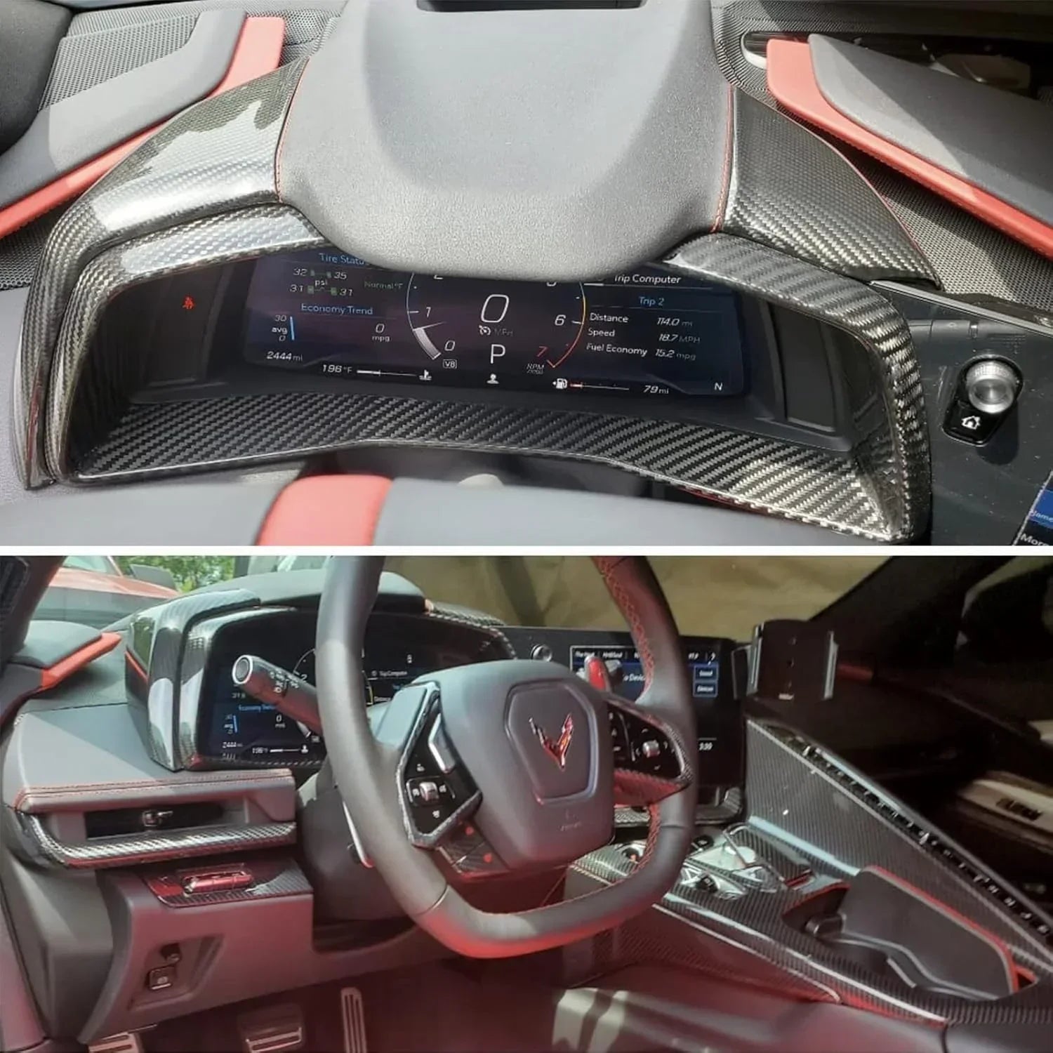 C8 Corvette Real Carbon Fiber Gauge Cluster Upper Dashboard HUD Side Covers | Interior Upgrade (2020–2025)