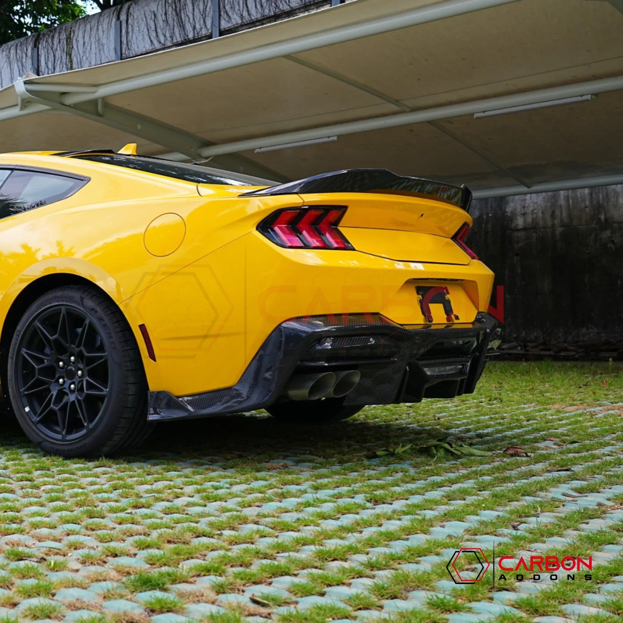 Real Carbon Fiber Rear Diffuser for 2024+ Ford Mustang GT